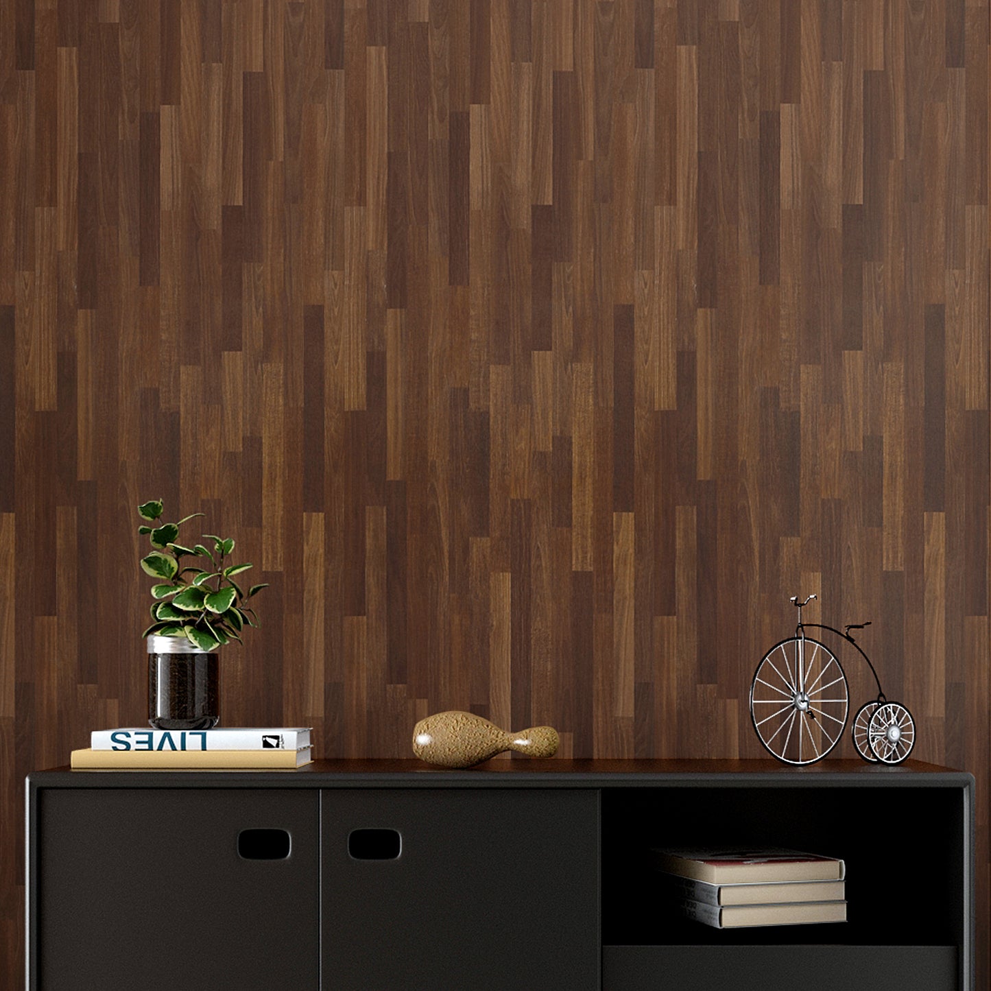 VaryPaper Dark Brown Butcher Block Wood Contact Paper