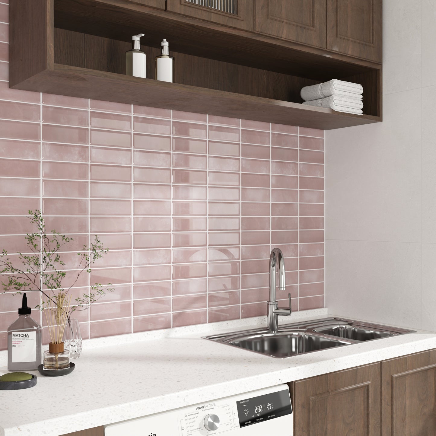 VaryPaper Pink Peel and Stick Backsplash Wall Tiles