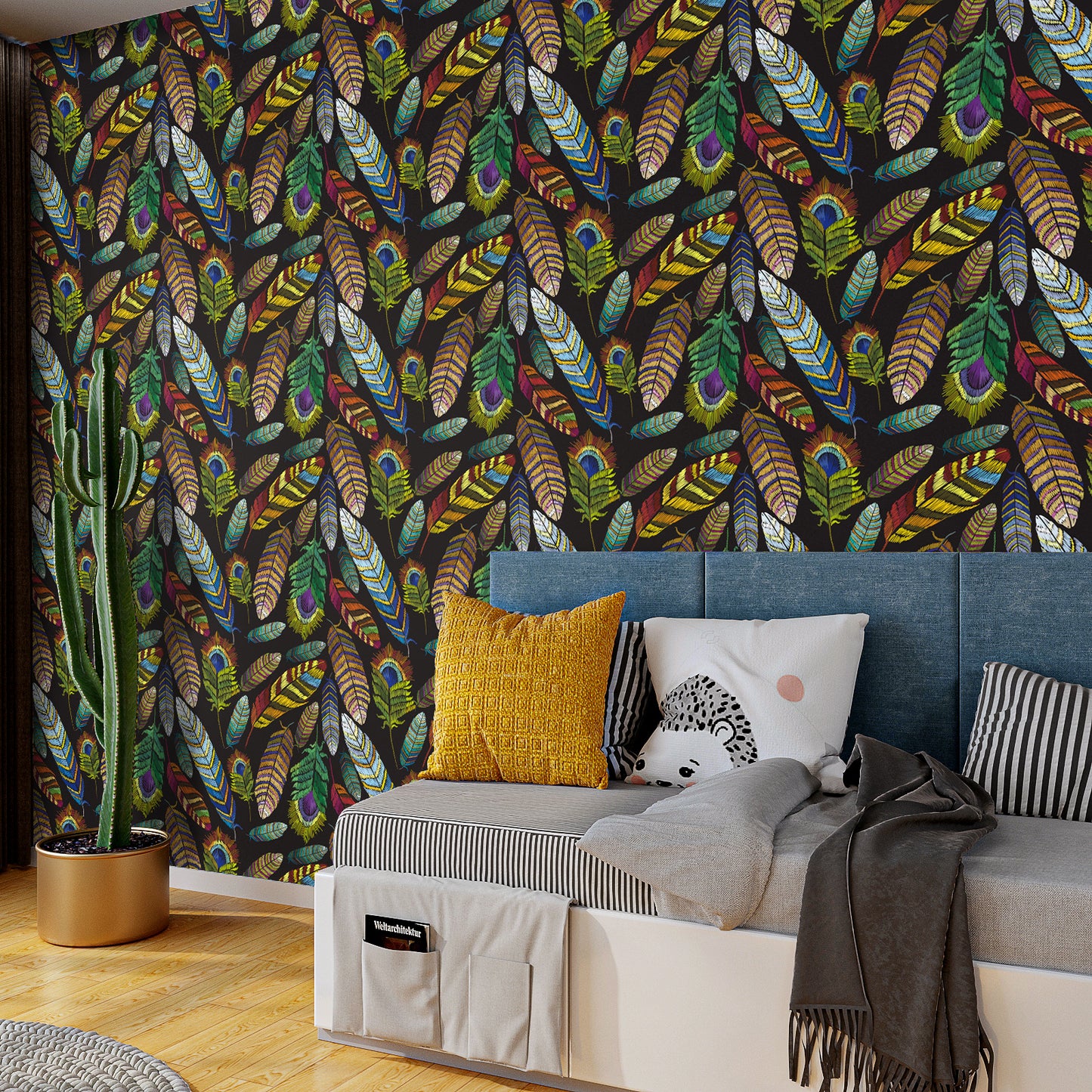 VaryPaper Colorful Bird Peacock Feather Wallpaper