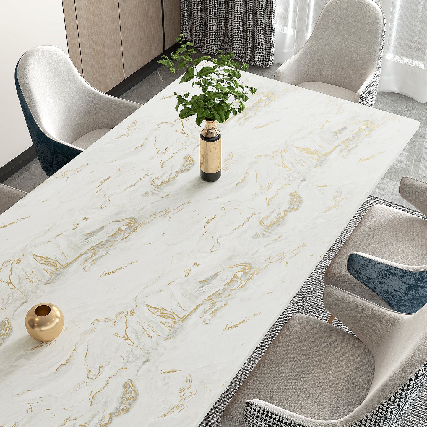 VaryPaper Matte Gold Beige Marble Contact Paper