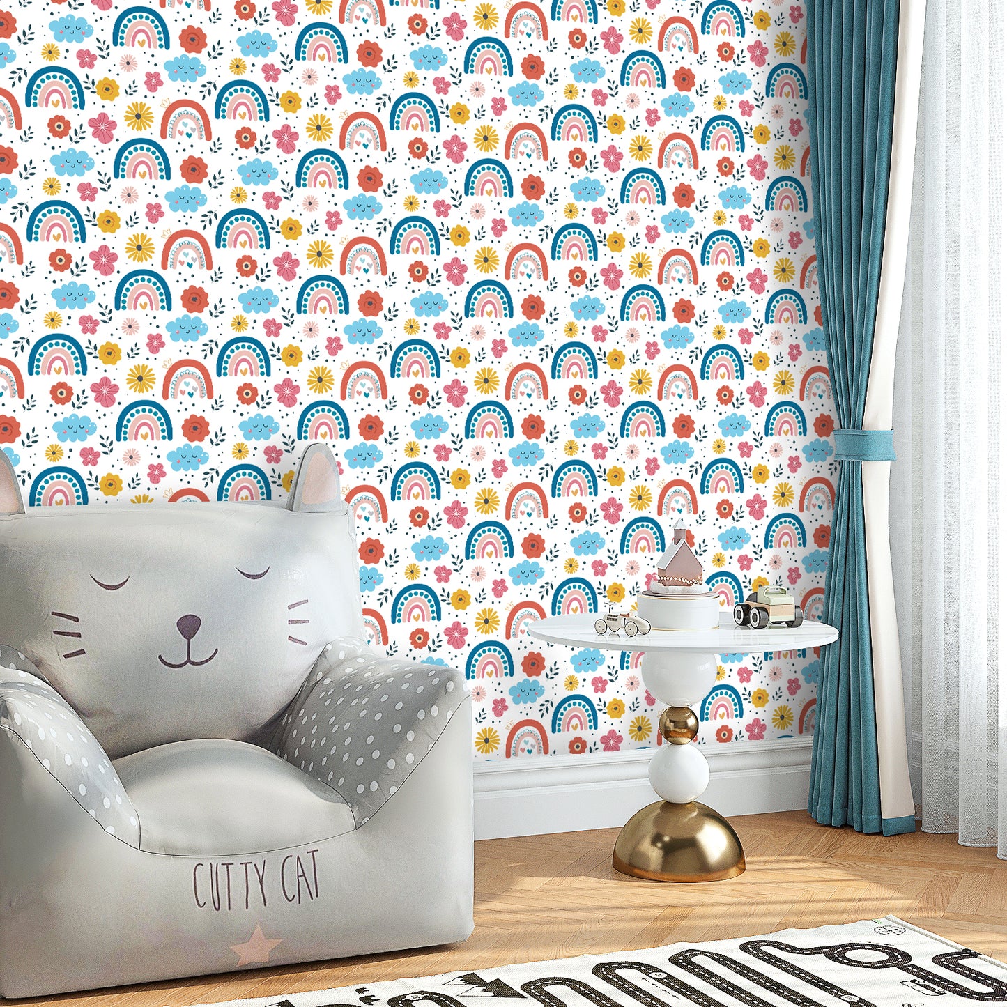 VaryPaper Cute Floral Rainbow Wallpaper
