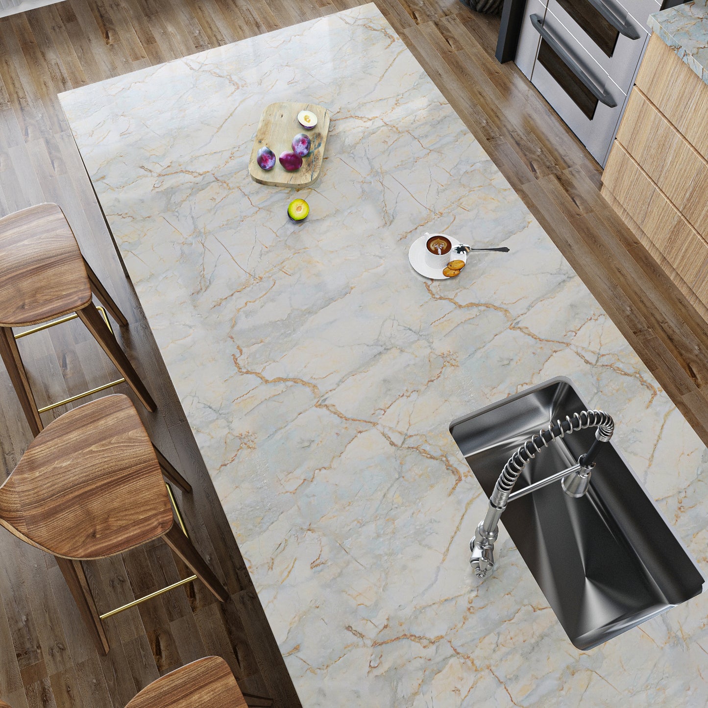 VaryPaper Glossy Grey Beige Marble Contact Paper