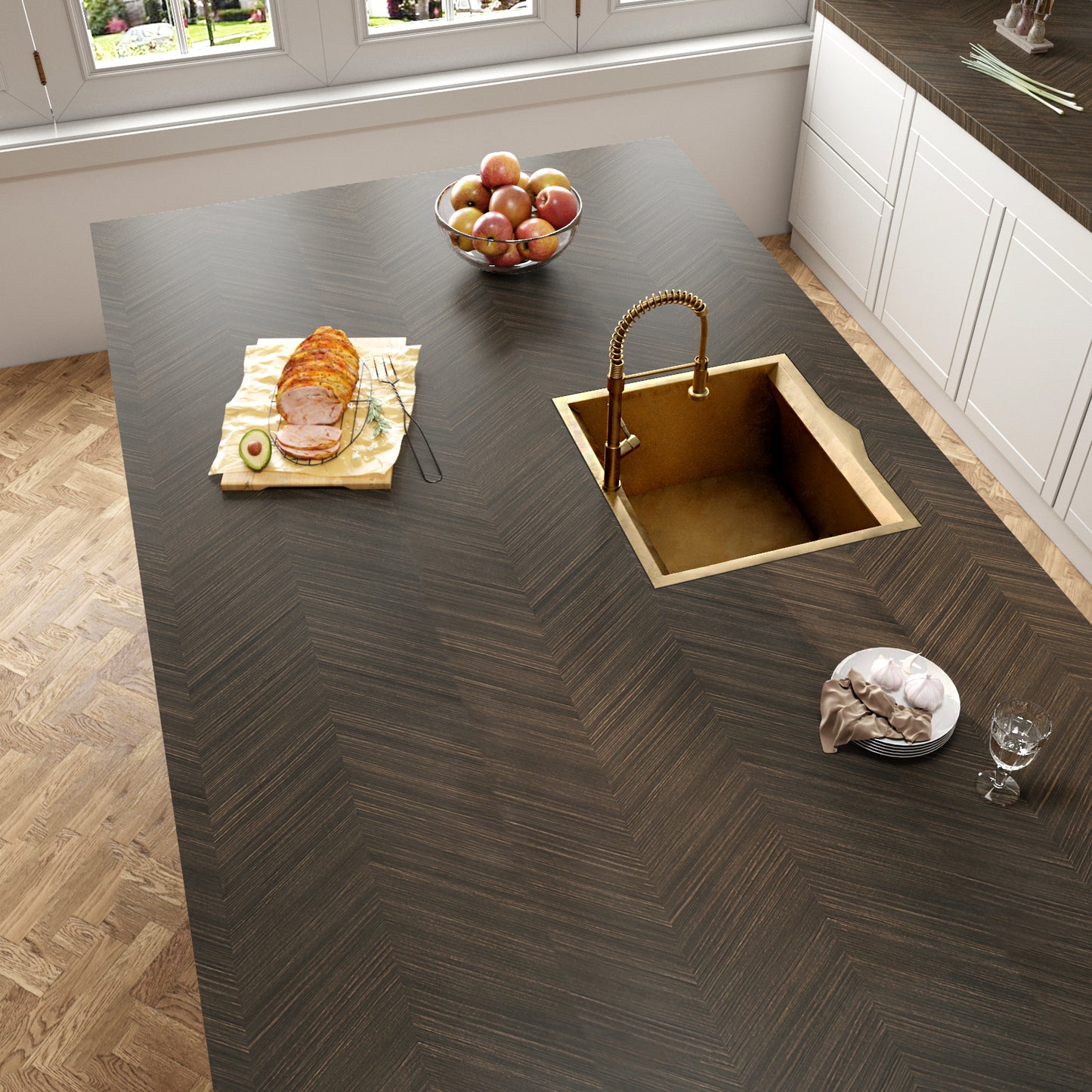 VaryPaper Herringbone Dark Brown Wood Contact Paper