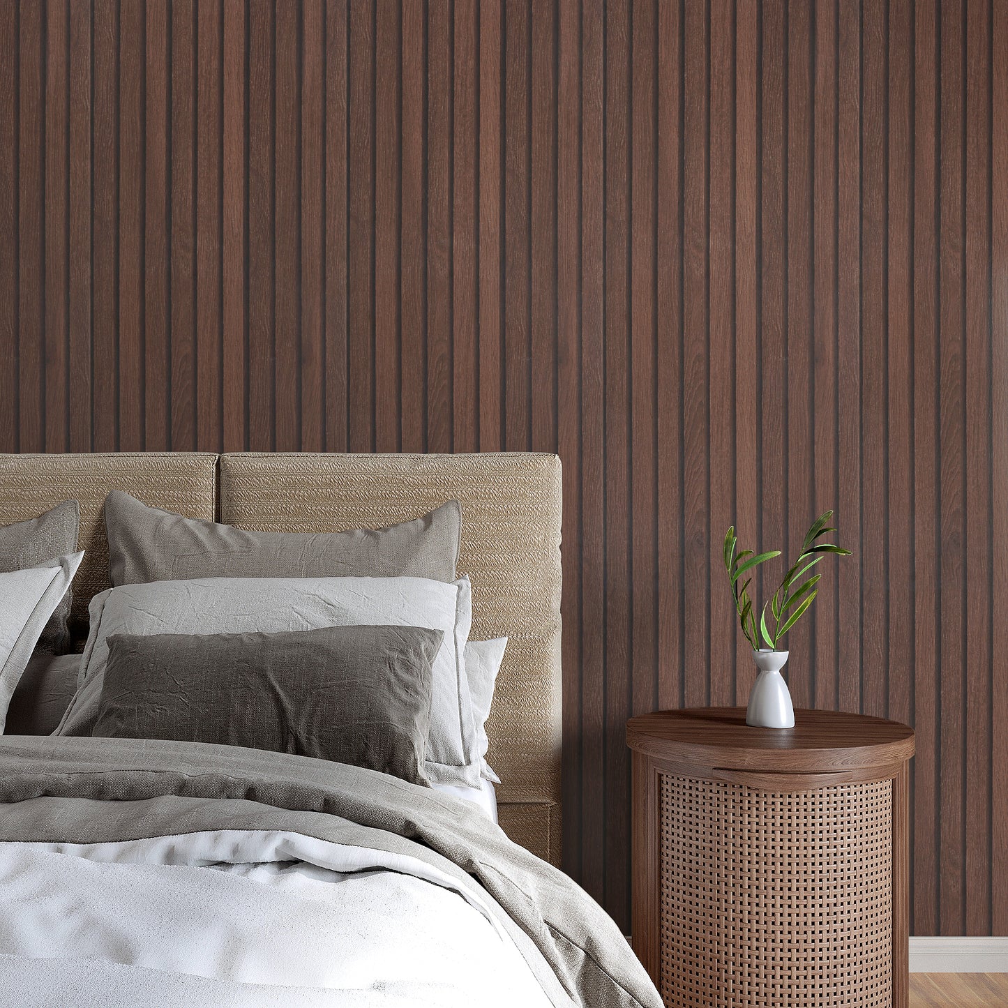 VaryPaper Dark Brown Wood Slat Wallpaper