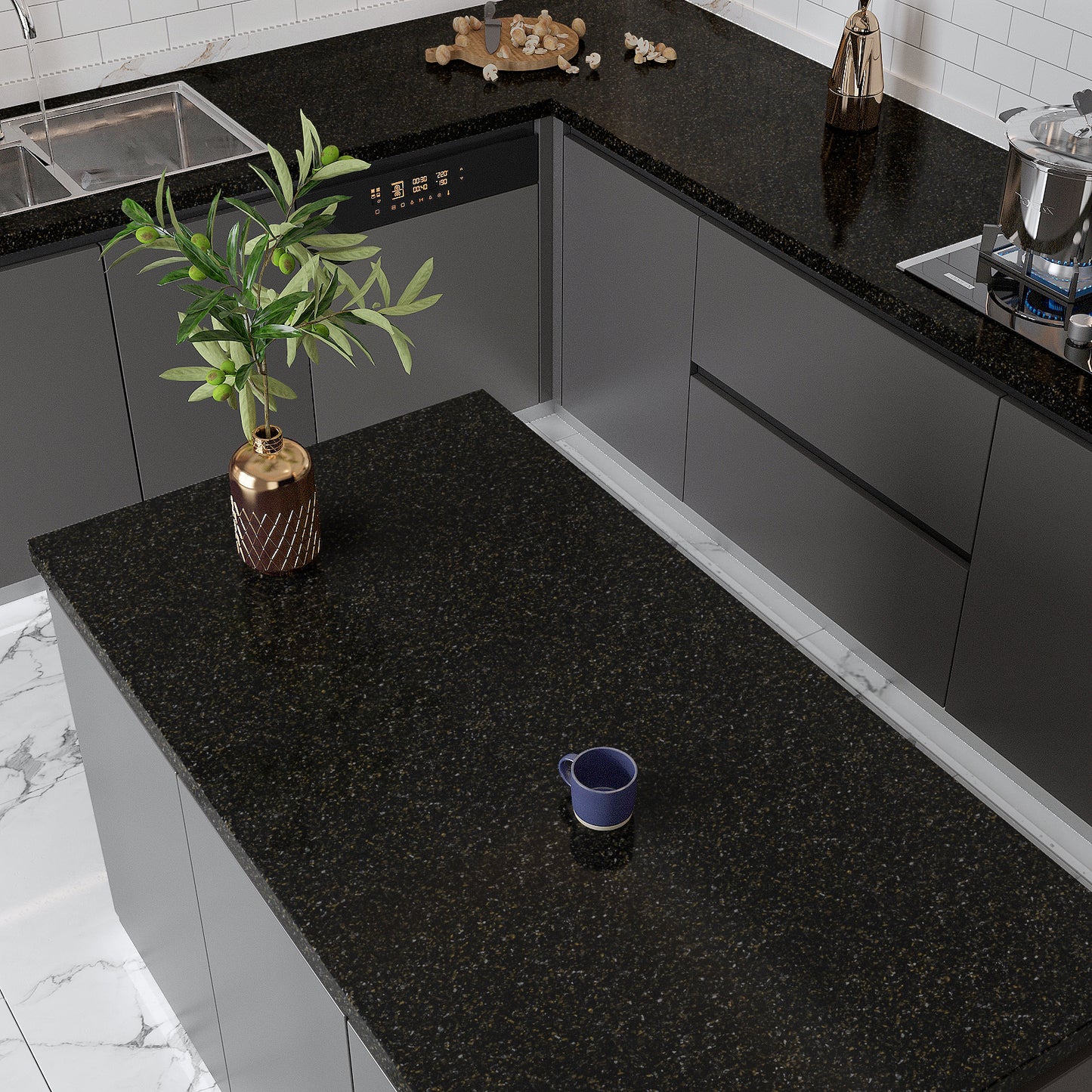 VaryPaper Black Gold Granite Contact Paper