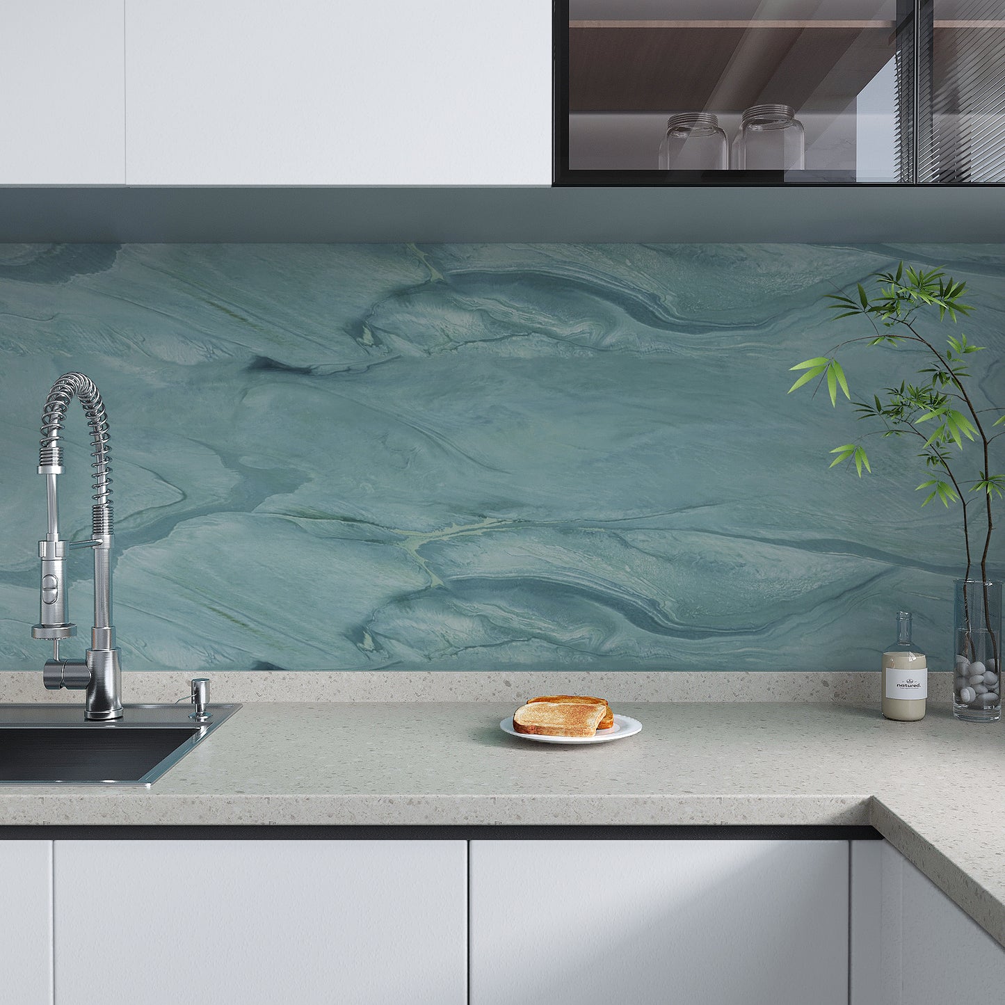 VaryPaper Teal Blue Marble Contact Paper