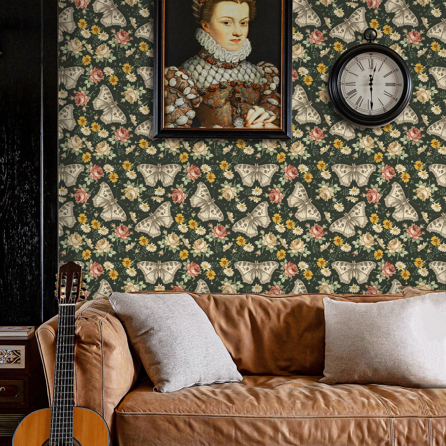 VaryPaper Dark Daisy Butterfly Peony FLoral Wallpaper