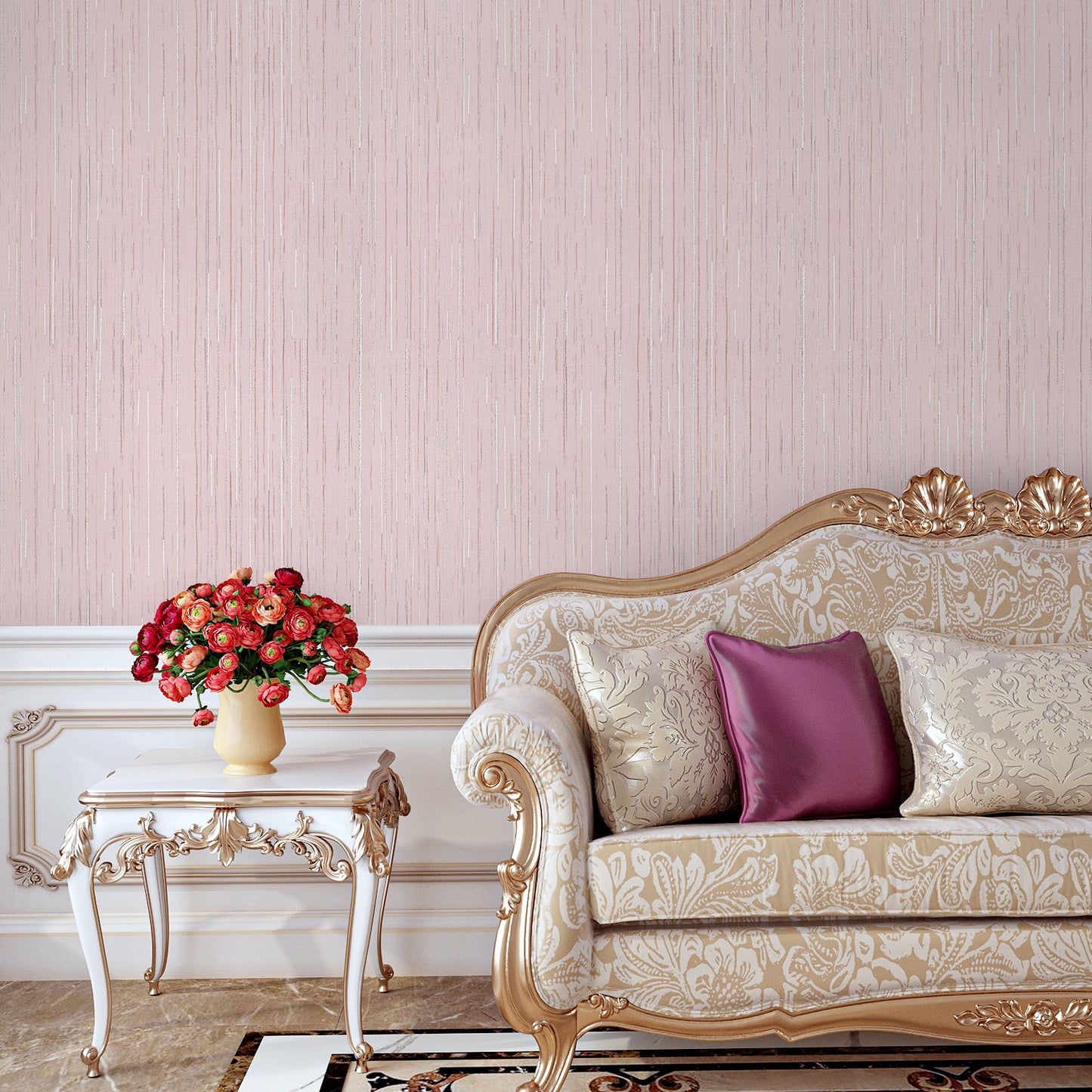 VaryPaper Pink Grasscloth Wallpaper