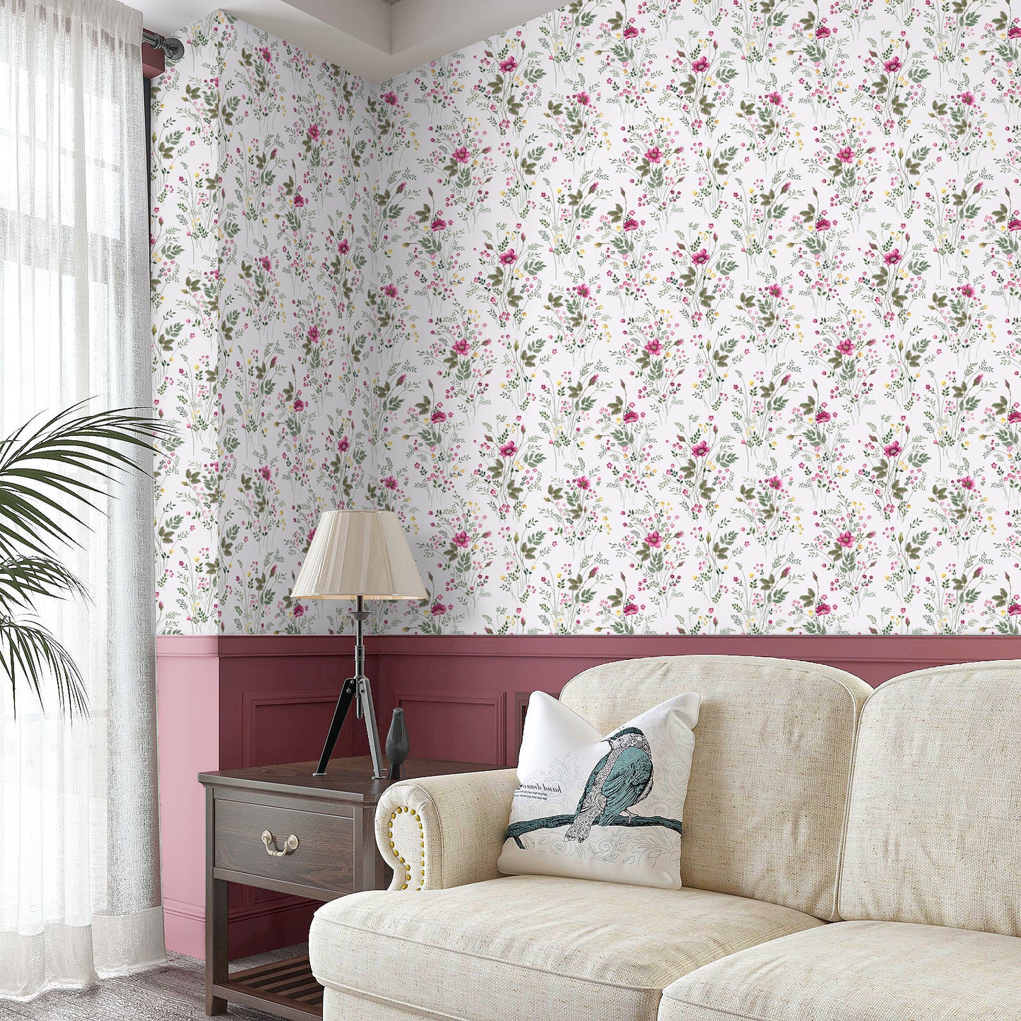 VaryPaper Pink Wildflower Floral Peel and Stick Wallpaper