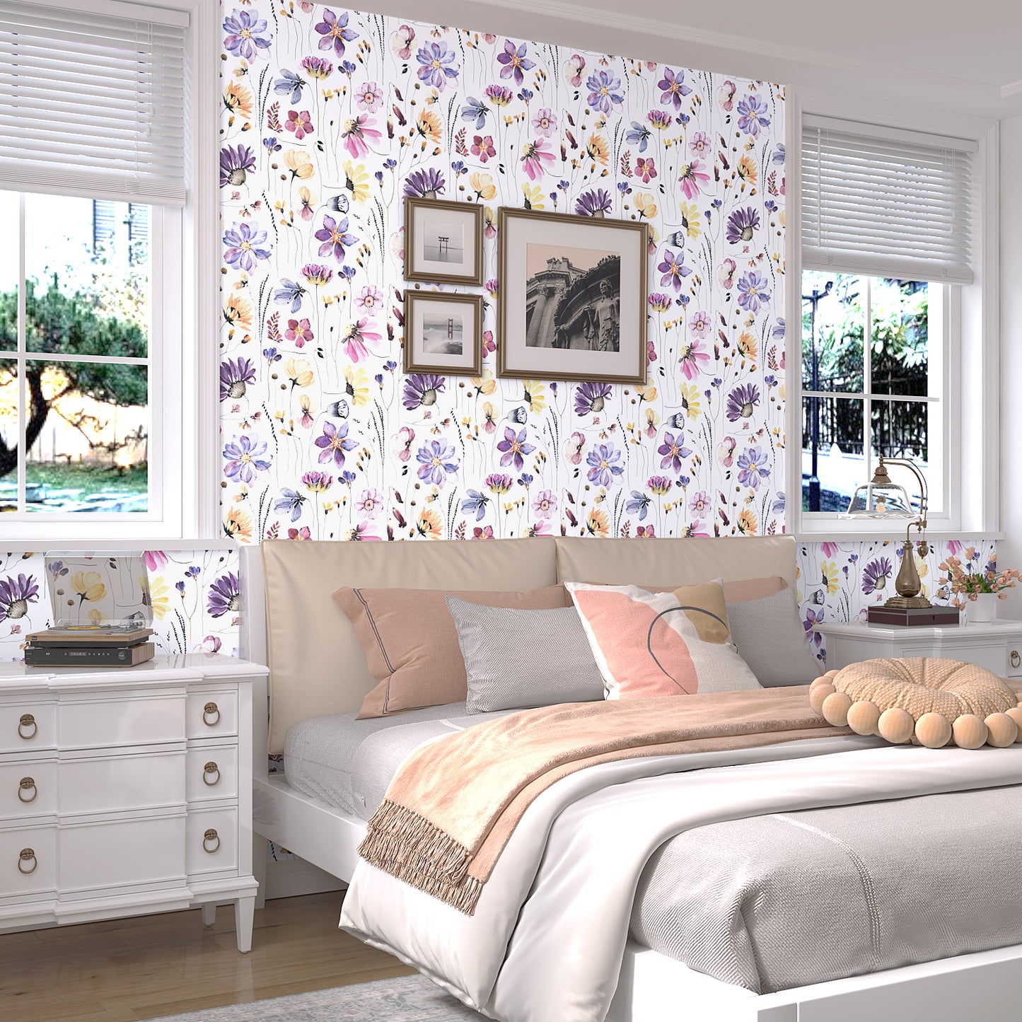 VaryPaper Watercolor Daisy Wildflower Peel and Stick Wallpaper