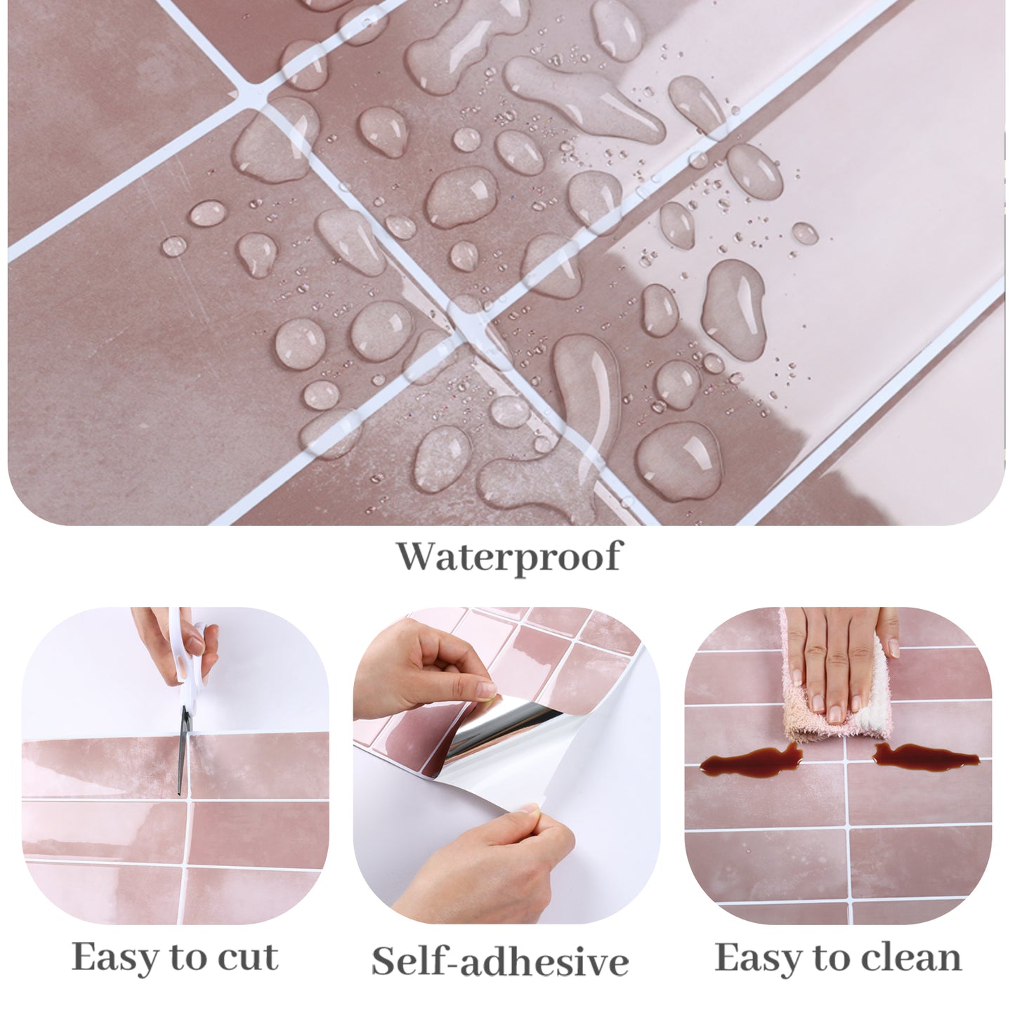 VaryPaper Pink Peel and Stick Backsplash Wall Tiles
