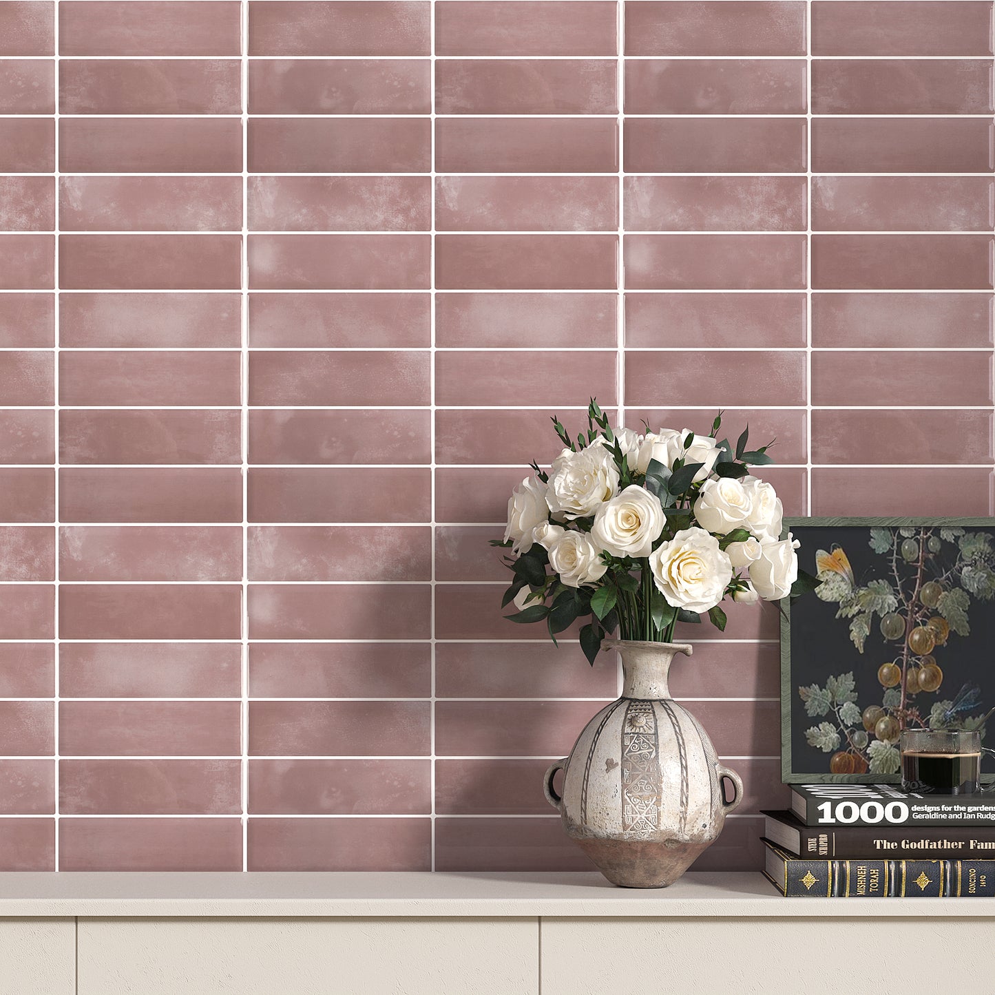VaryPaper Pink Peel and Stick Backsplash Wall Tiles