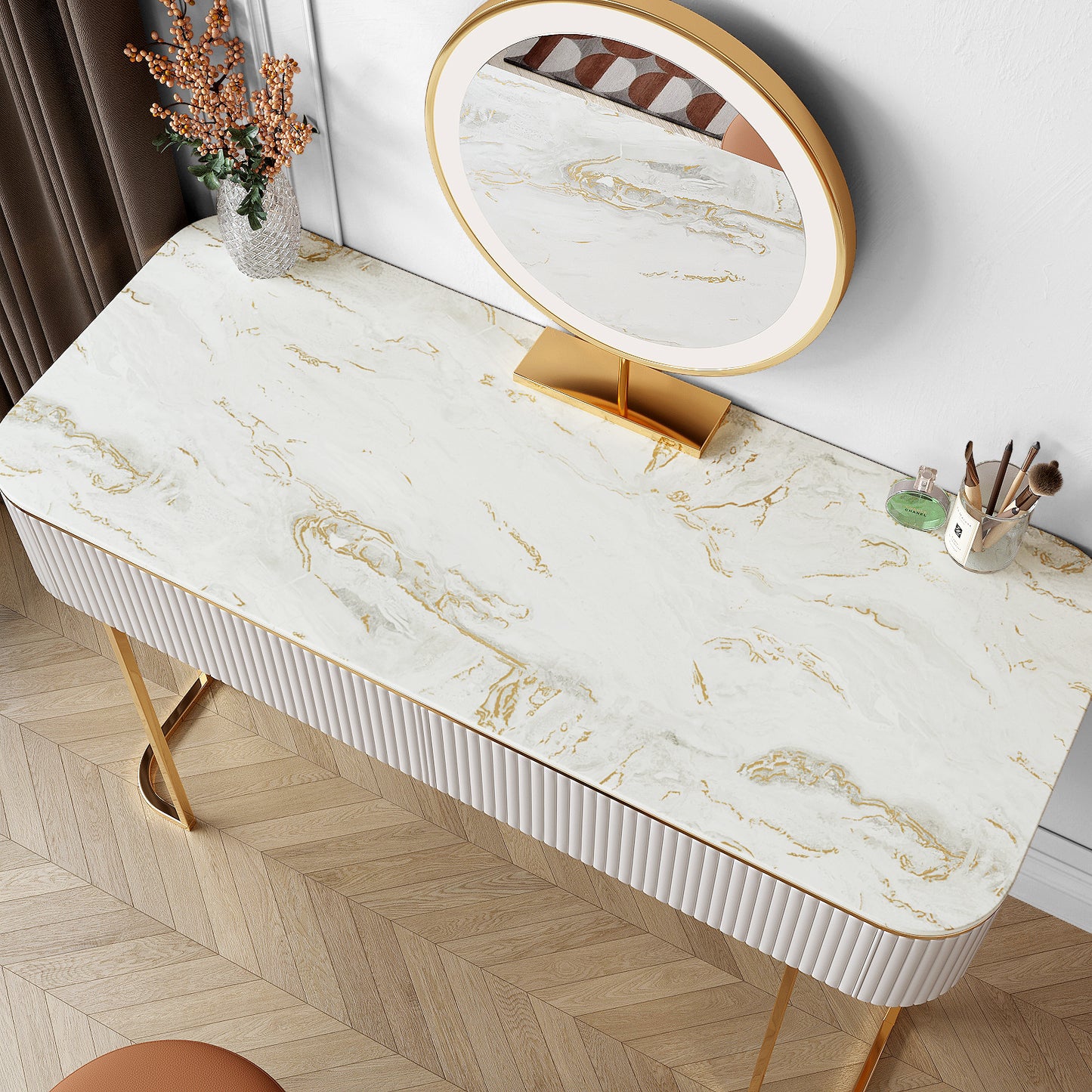 VaryPaper Matte Gold Beige Marble Contact Paper
