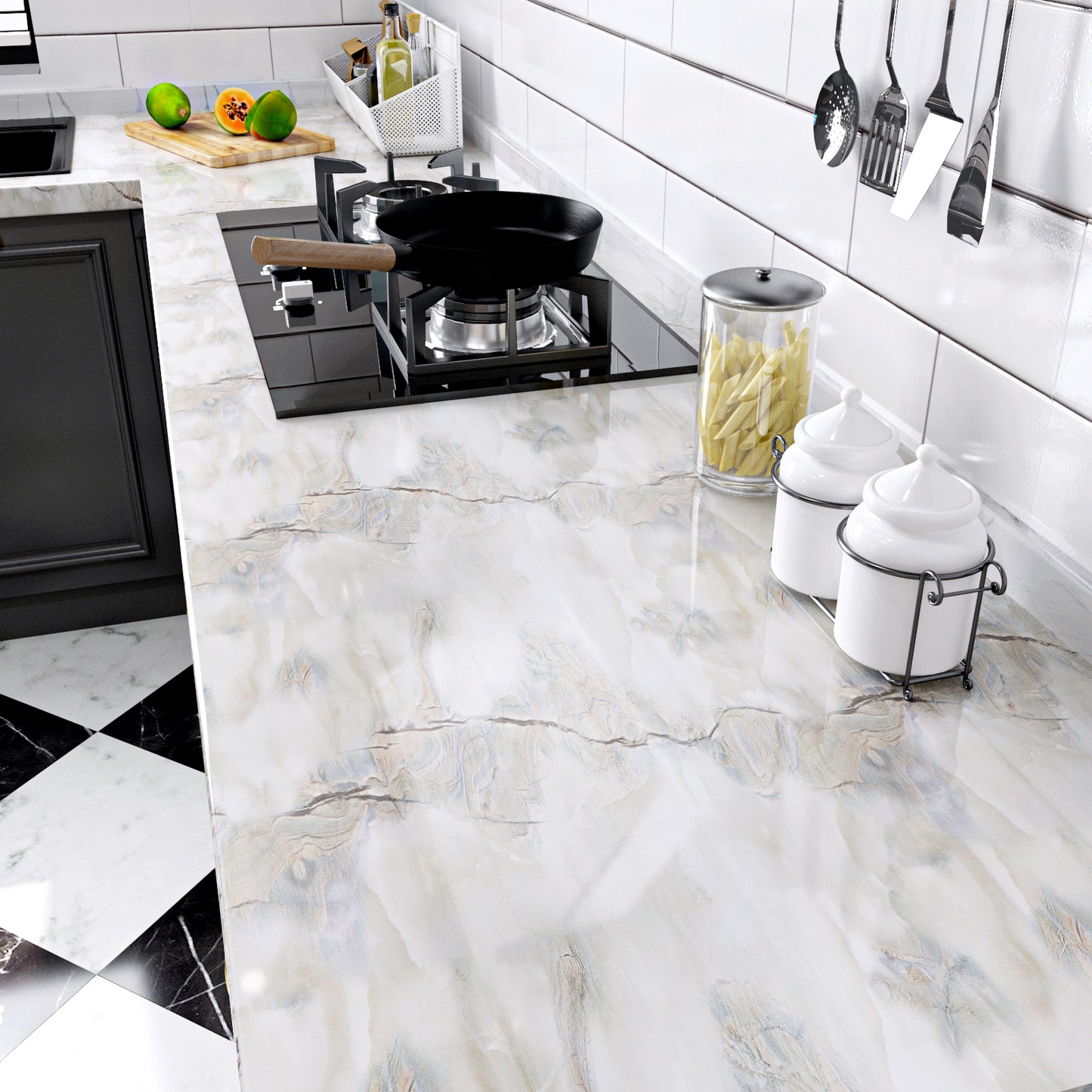 VaryPaper Grey White Marble Contact Paper