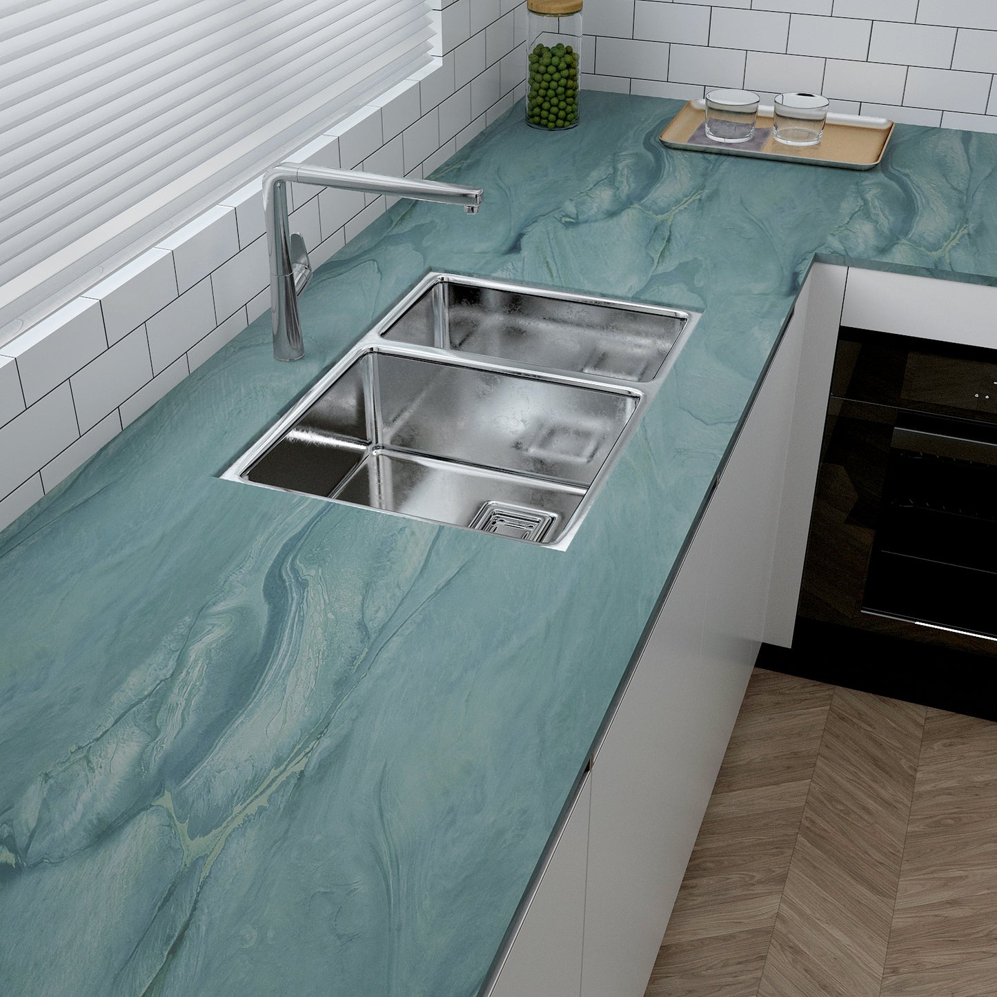 VaryPaper Teal Blue Marble Contact Paper