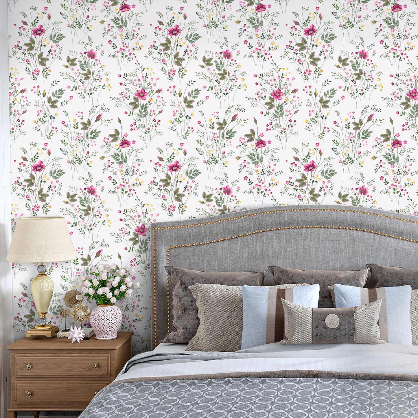 VaryPaper Pink Wildflower Floral Peel and Stick Wallpaper
