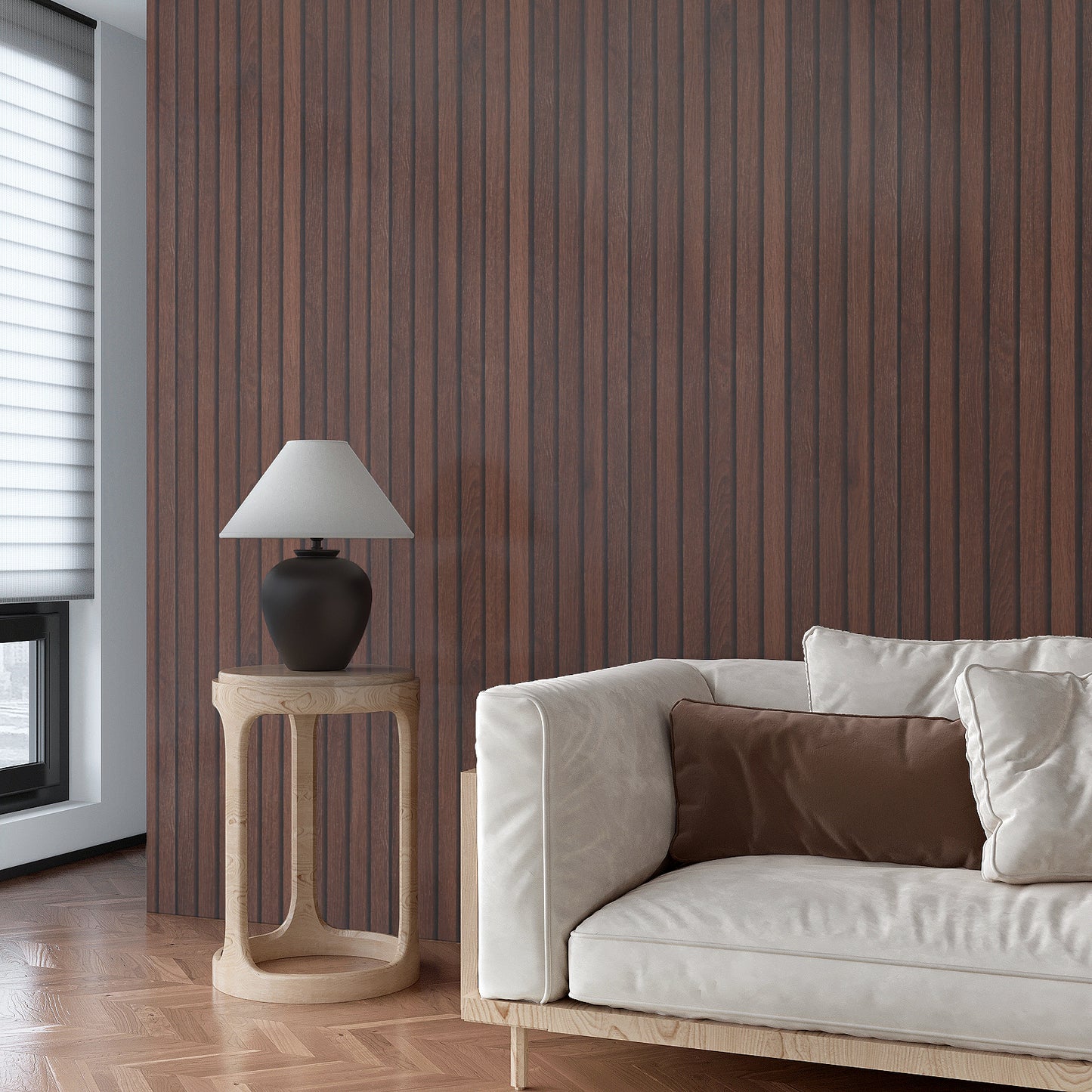 VaryPaper Dark Brown Wood Slat Wallpaper