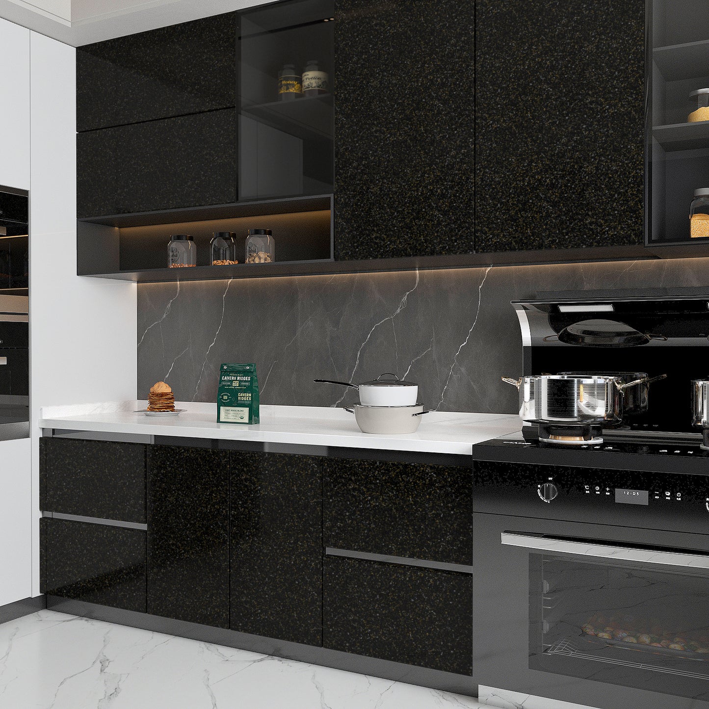 VaryPaper Black Gold Granite Contact Paper