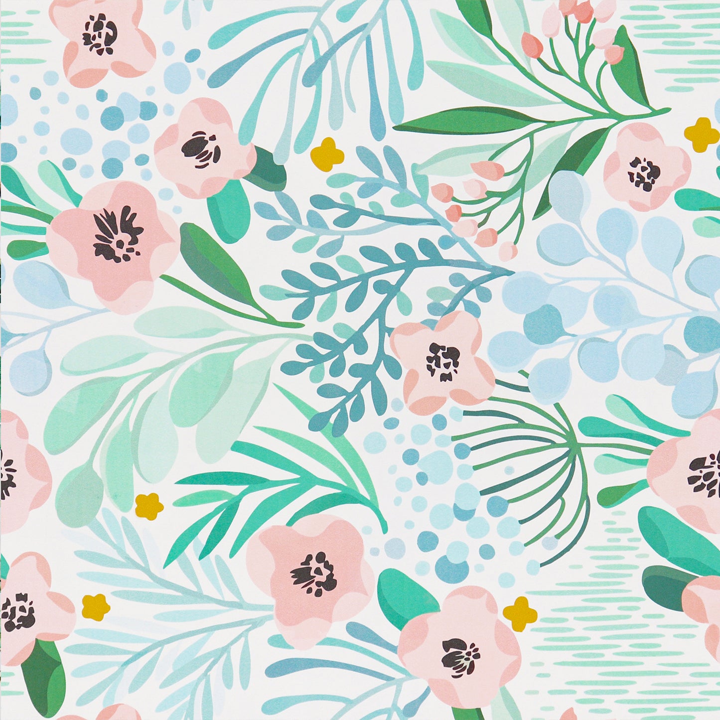 VaryPaper Pink Blue Green Floral Wallpaper