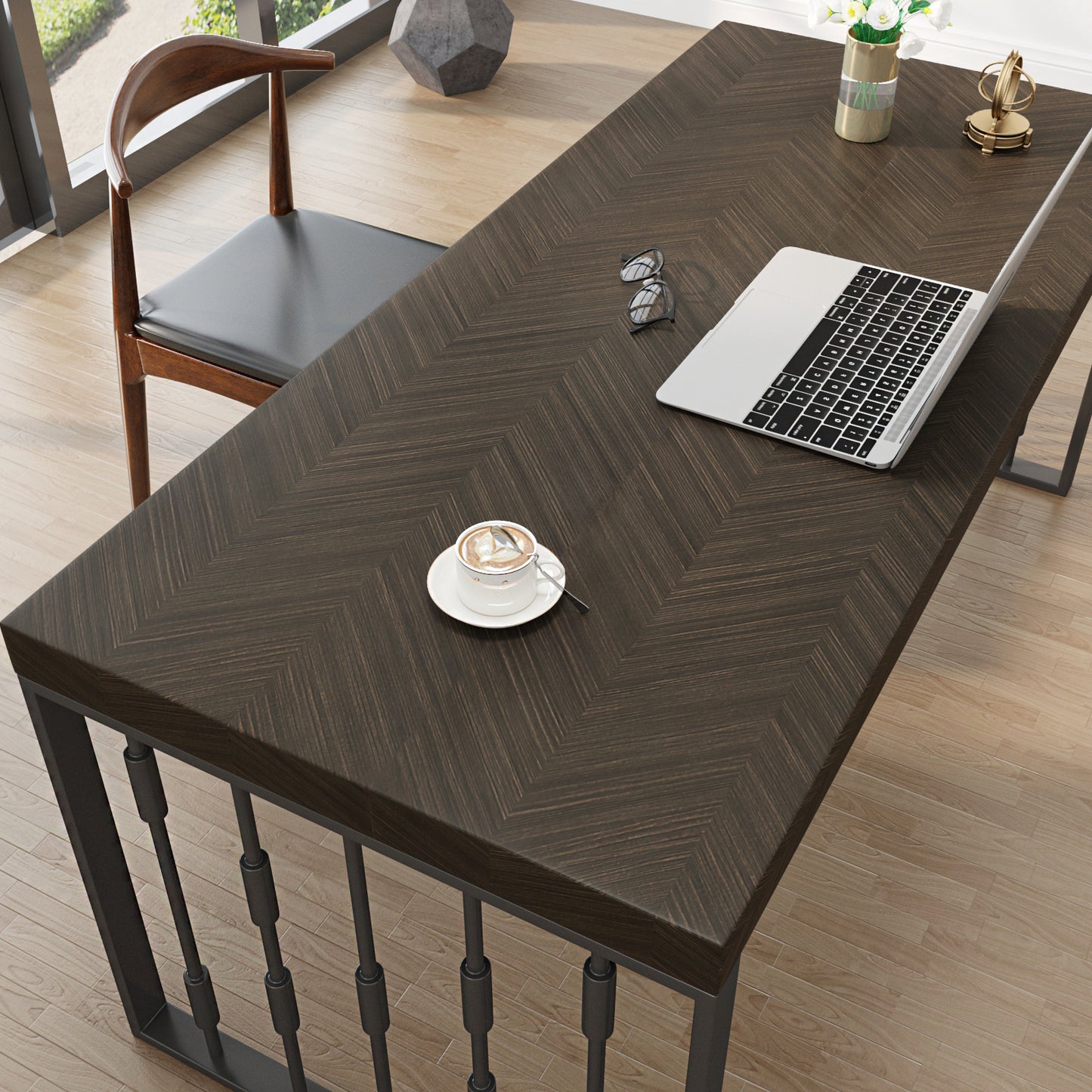 VaryPaper Herringbone Dark Brown Wood Contact Paper