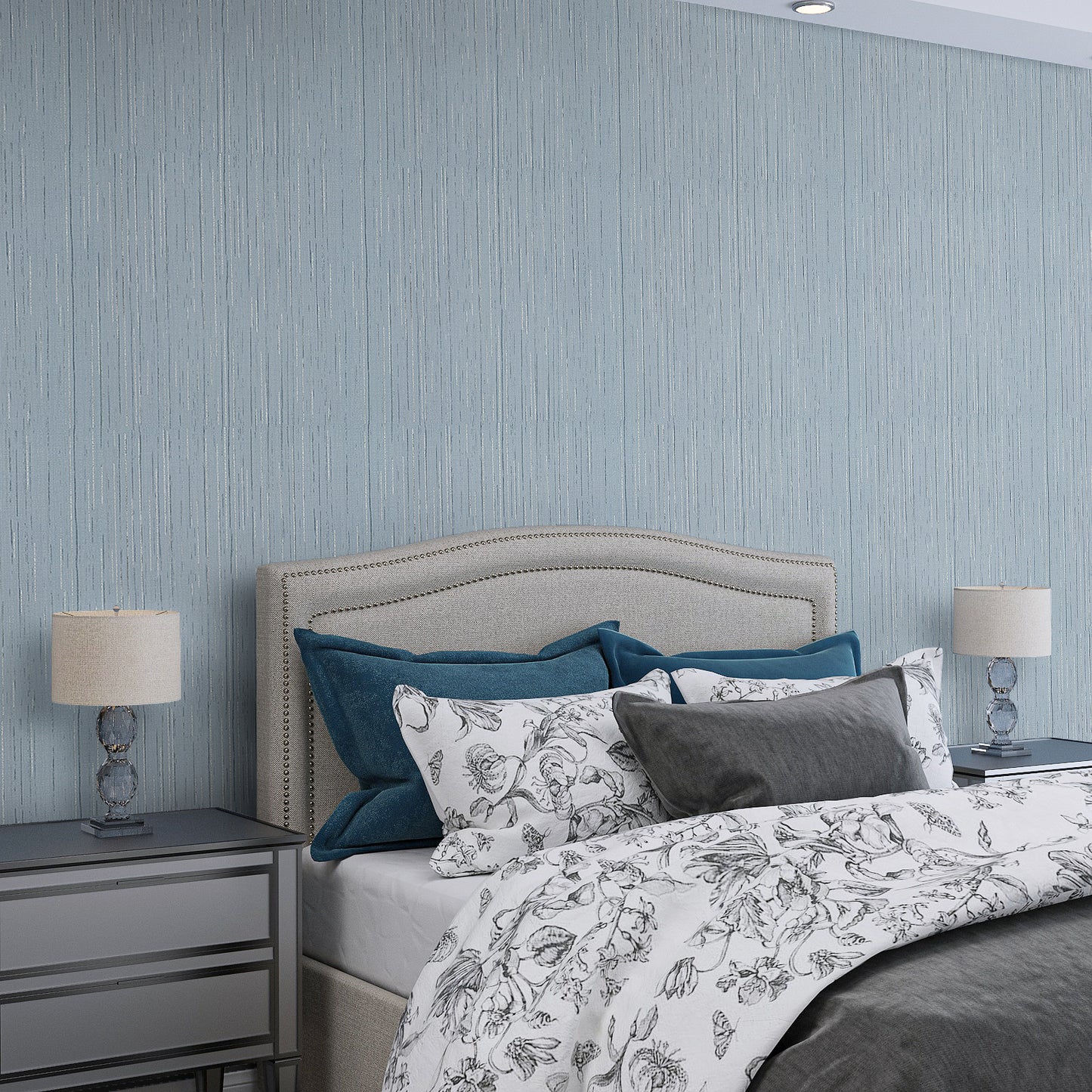 VaryPaper Grayish Blue Grasscloth Wallpaper