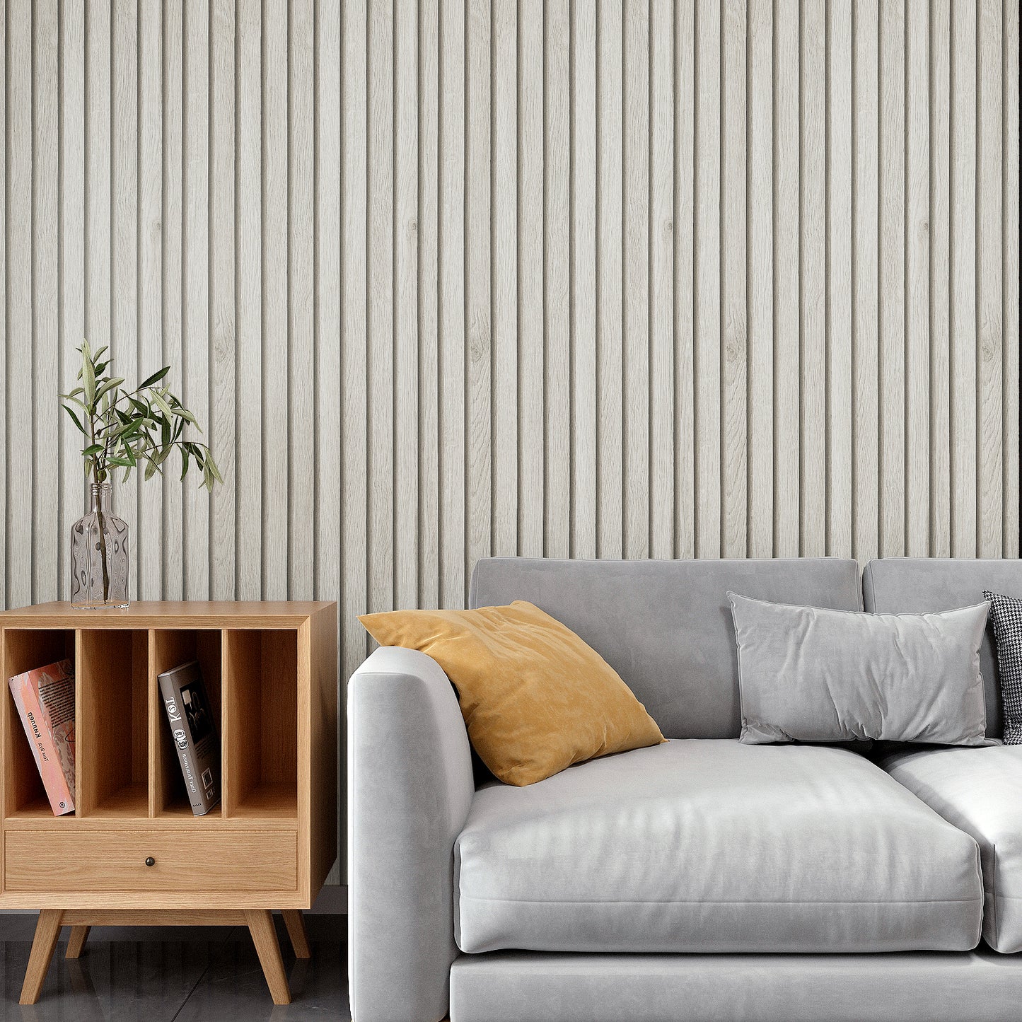 VaryPaper Grey Wood Slat Wallpaper