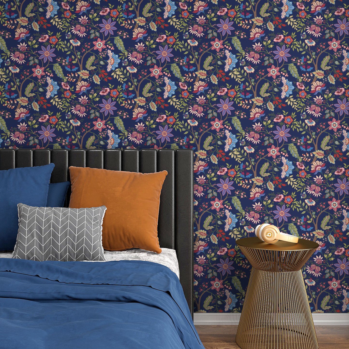 VaryPaper Exotic Blue Floral Peel and Stick Wallpaper