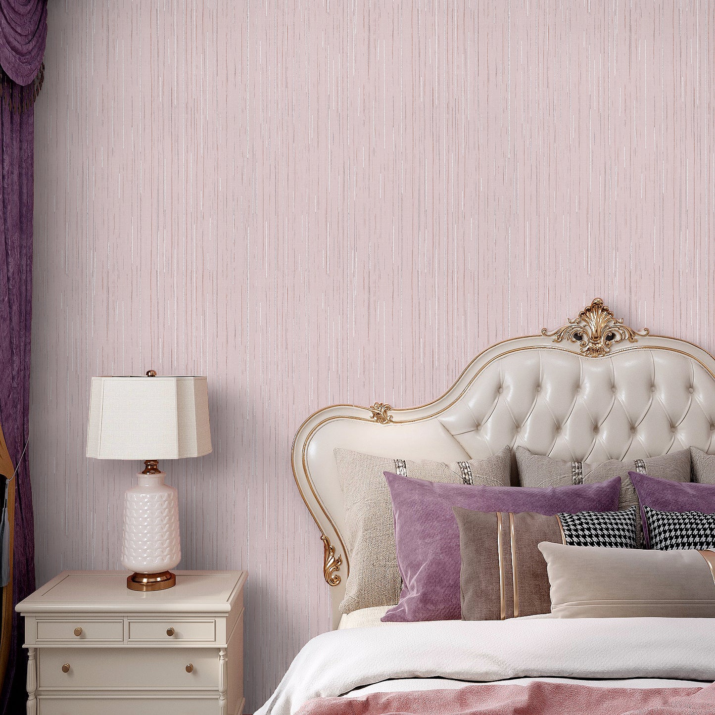 VaryPaper Pink Grasscloth Wallpaper