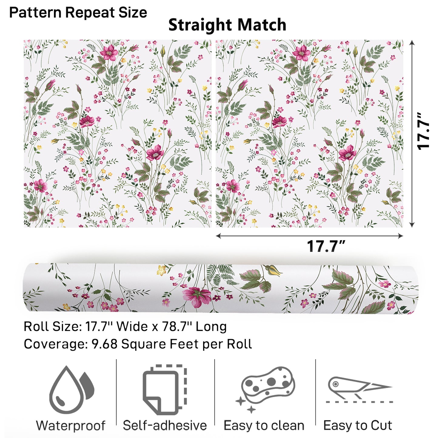 VaryPaper Pink Wildflower Floral Peel and Stick Wallpaper