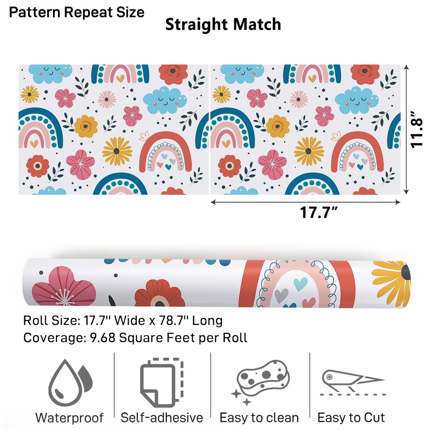 VaryPaper Cute Floral Rainbow Wallpaper
