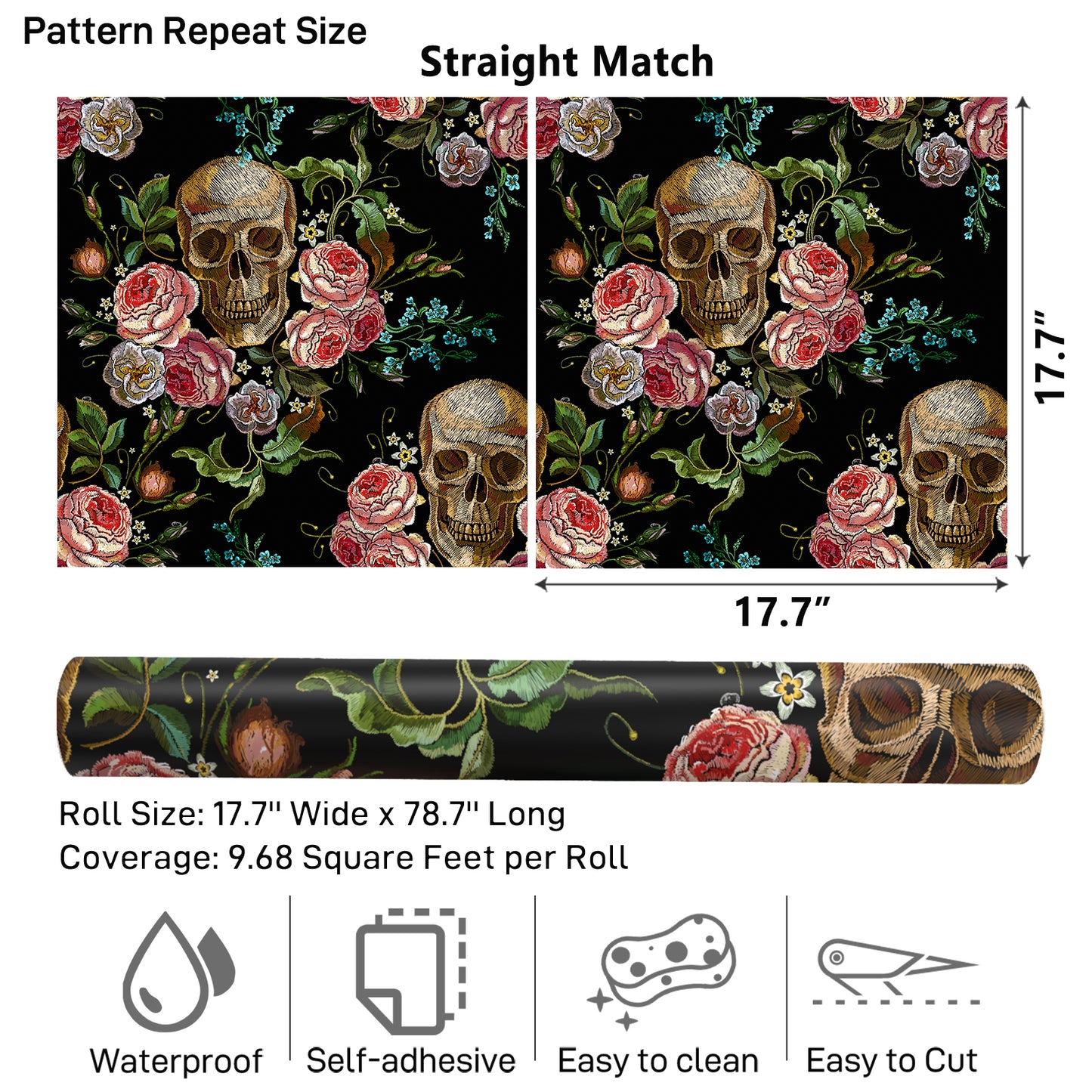VaryPaper Vintage Floral Skull Gothic Floral Wallpaper