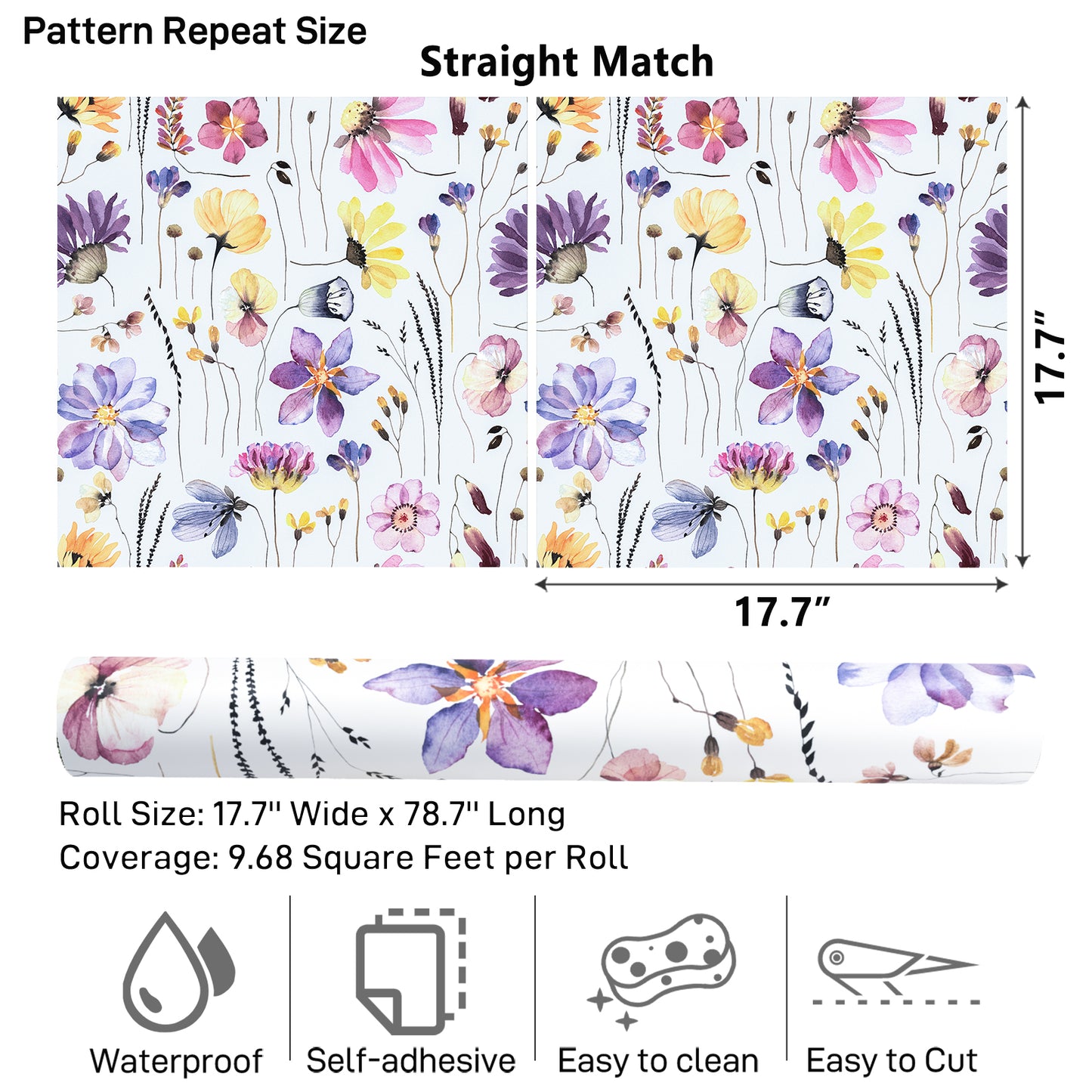 VaryPaper Watercolor Daisy Wildflower Peel and Stick Wallpaper