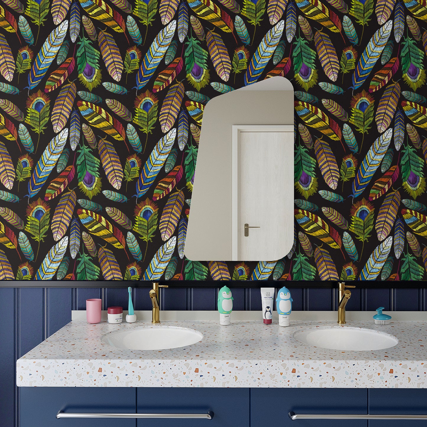 VaryPaper Colorful Bird Peacock Feather Wallpaper