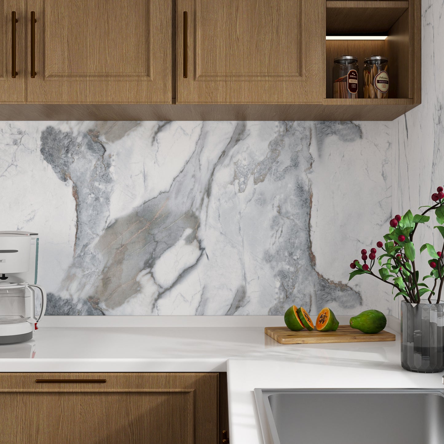 VaryPaper Grey White Marble Contact Paper
