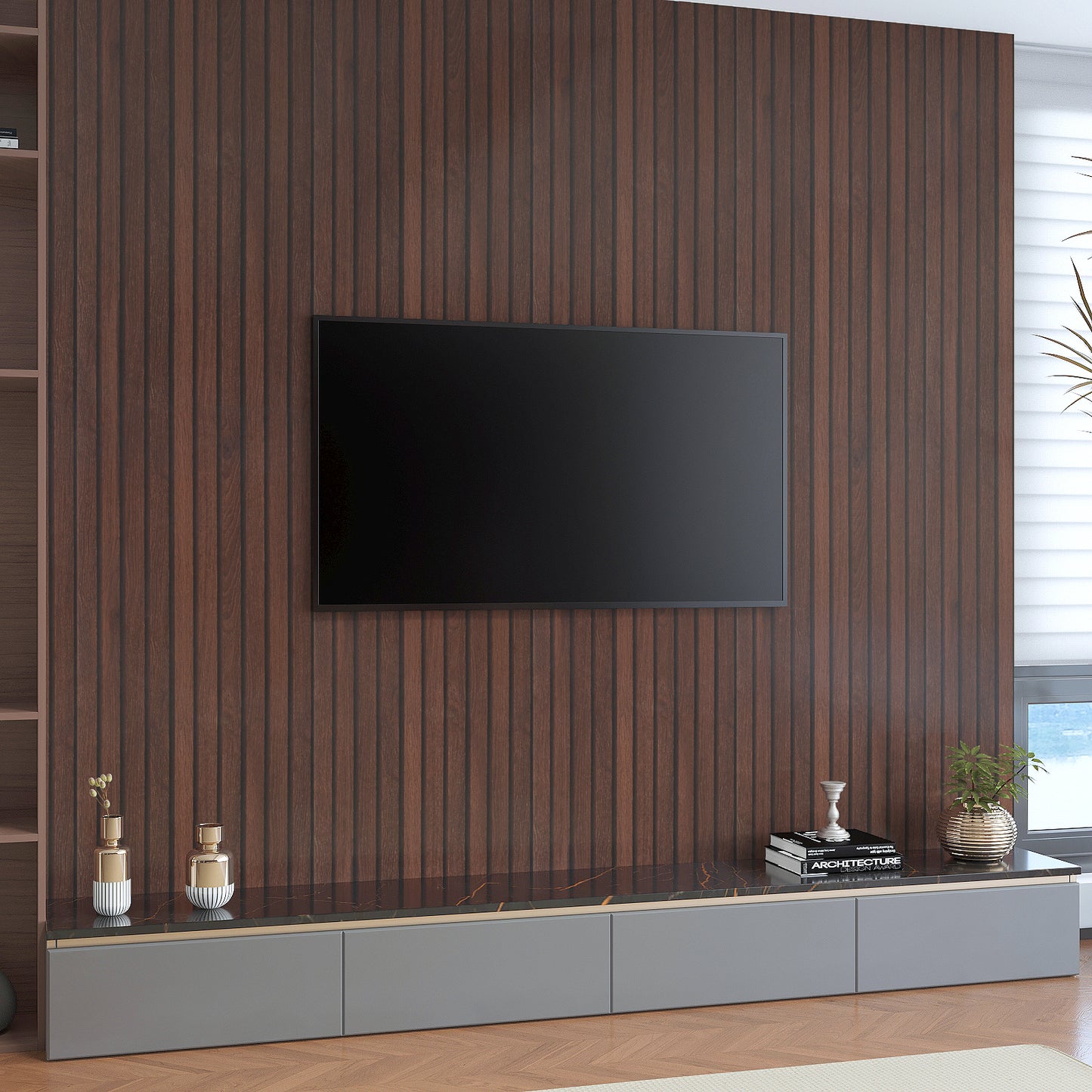 VaryPaper Dark Brown Wood Slat Wallpaper