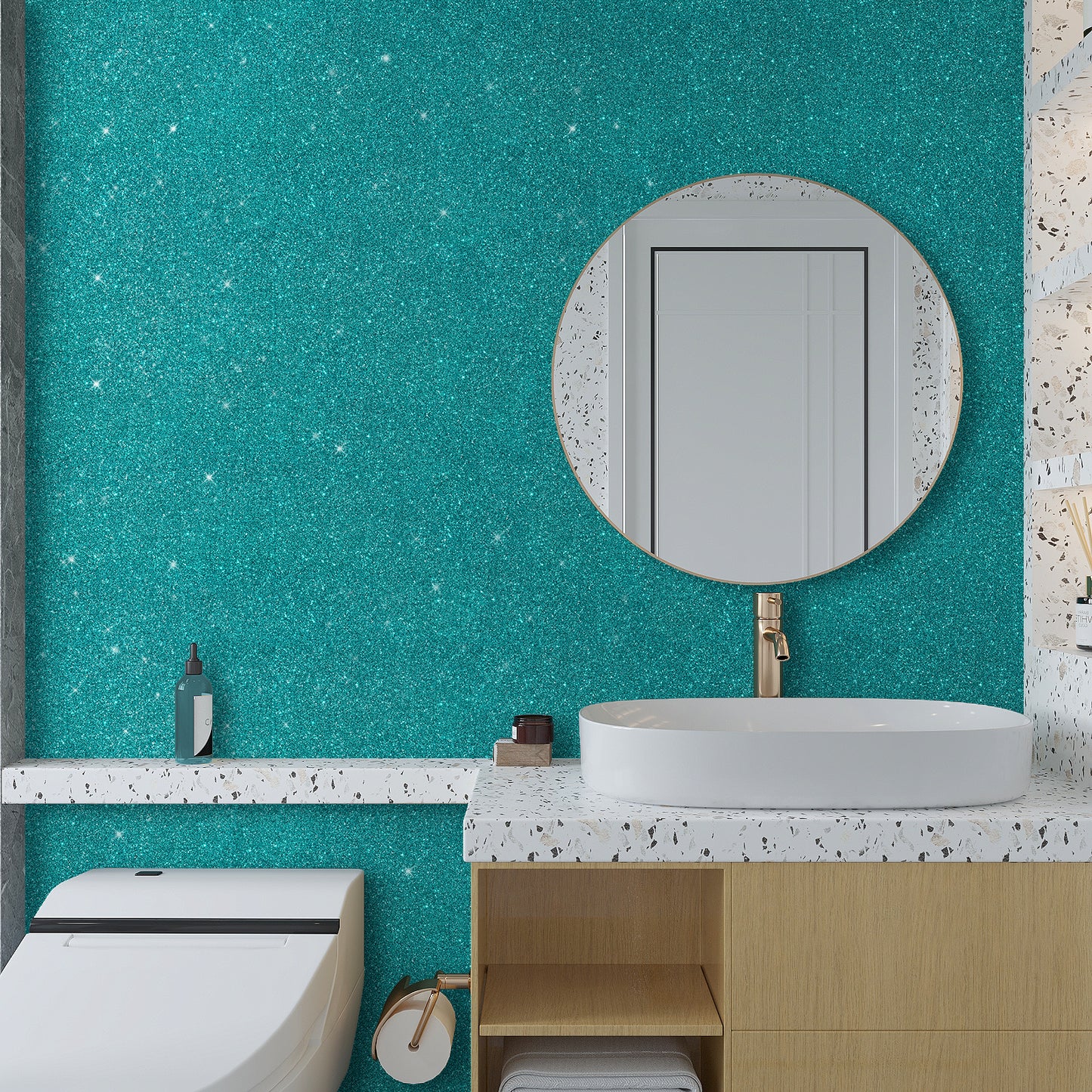 VaryPaper Teal Glitter Wallpaper