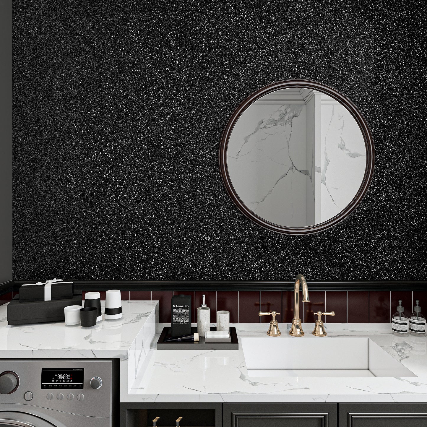 VaryPaper Black Chunky Glitter Wallpaper
