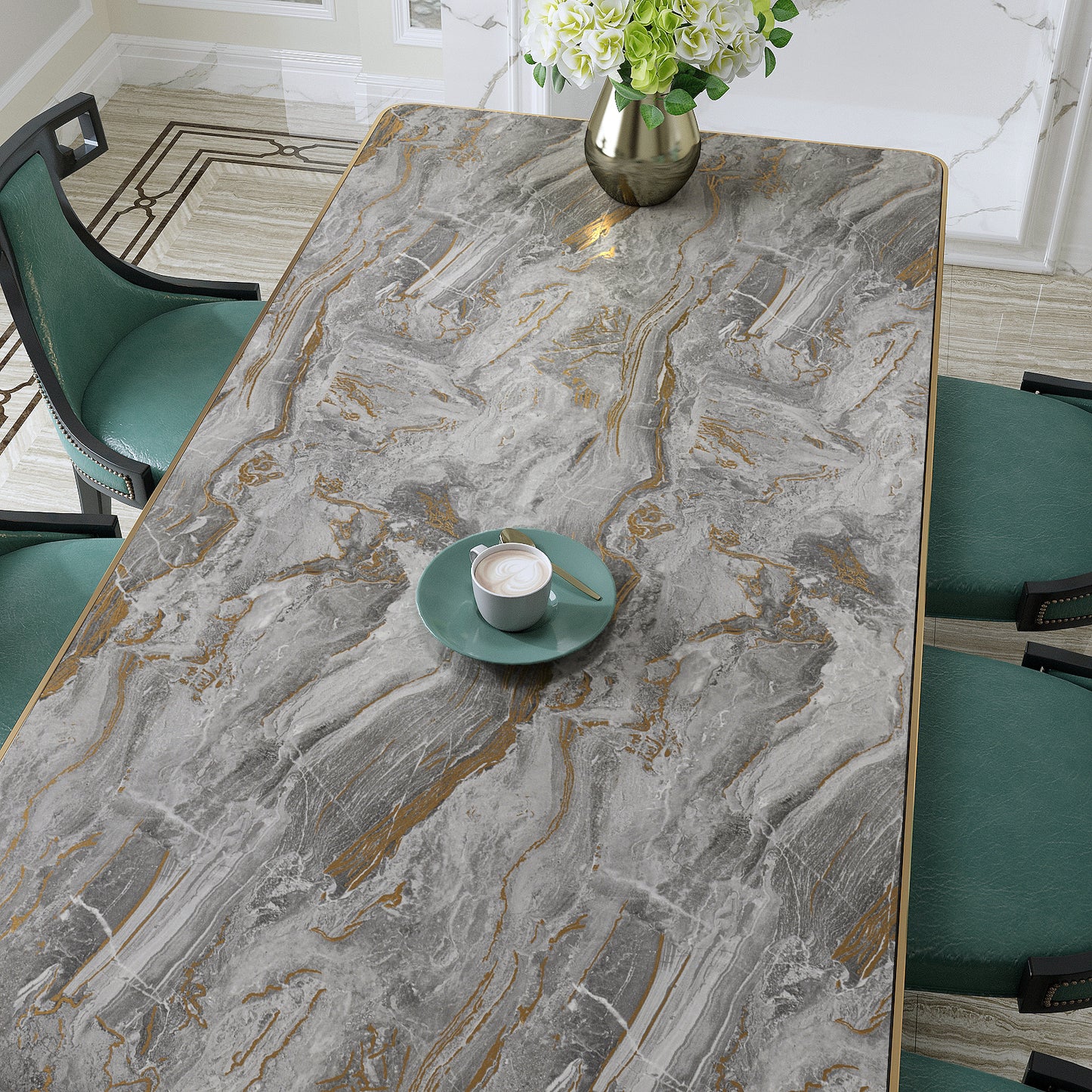 VaryPaper Matte Grey Gold Marble Contact Paper