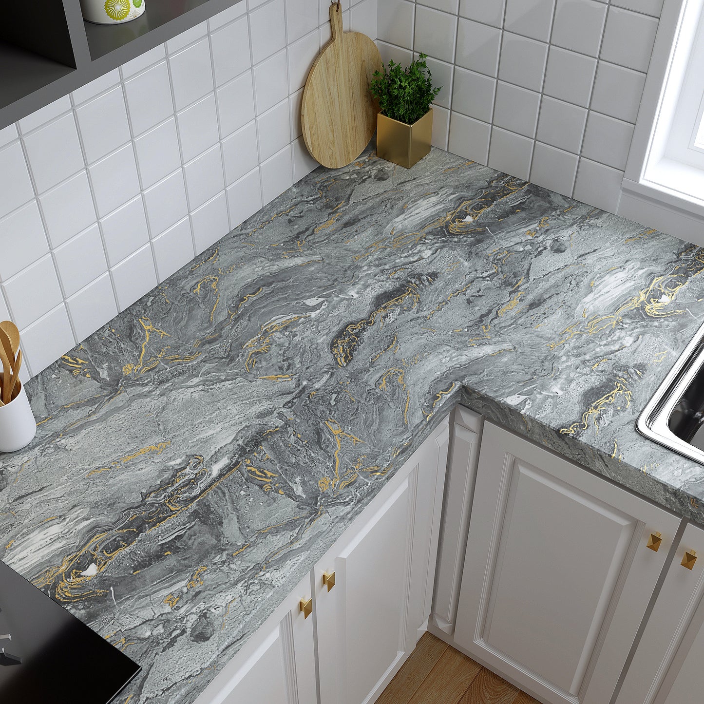 VaryPaper Matte Grey Marble Contact Paper
