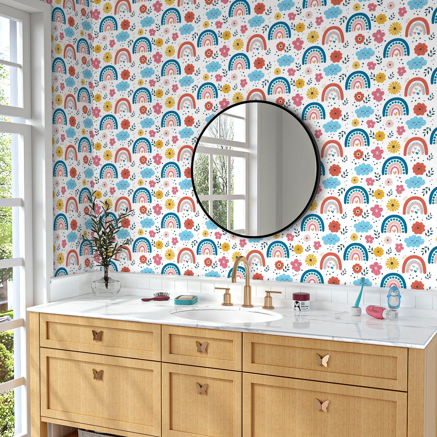 VaryPaper Cute Floral Rainbow Wallpaper