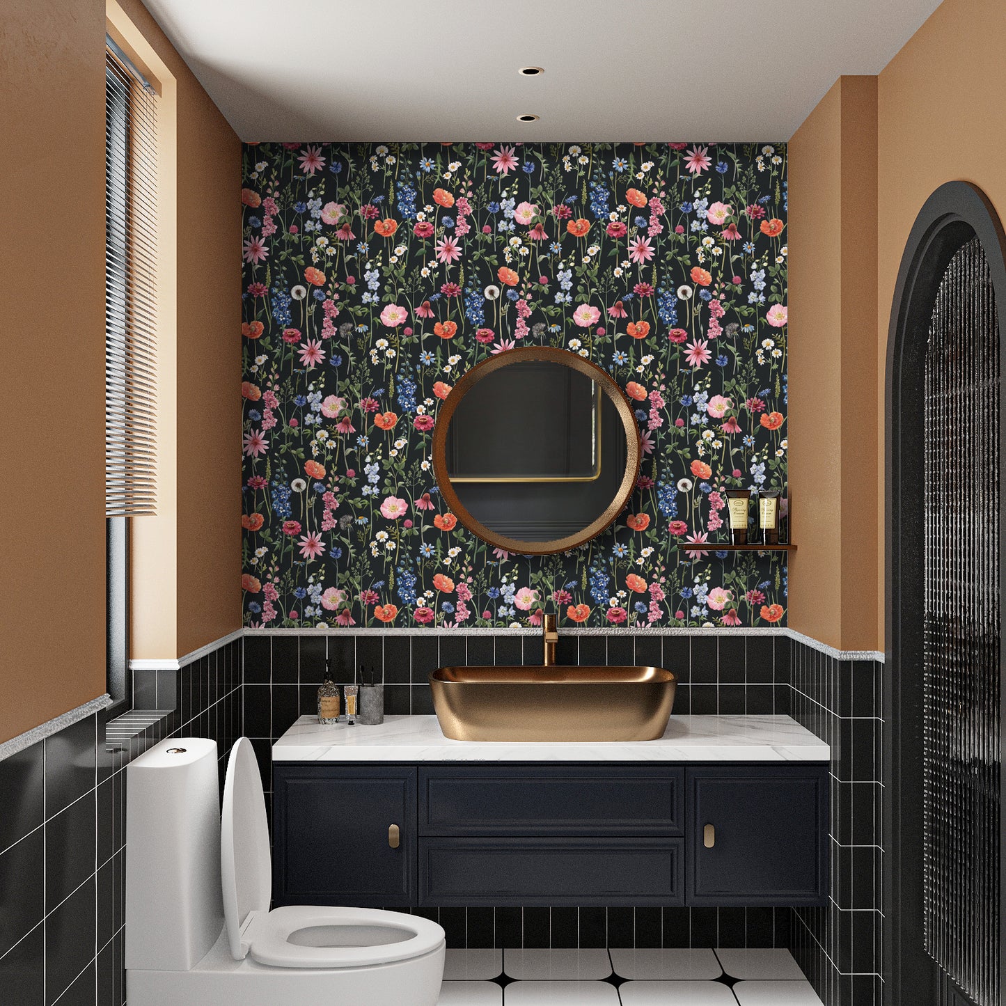 VaryPaper Dark Wildflower Floral Peel and Stick Wallpaper