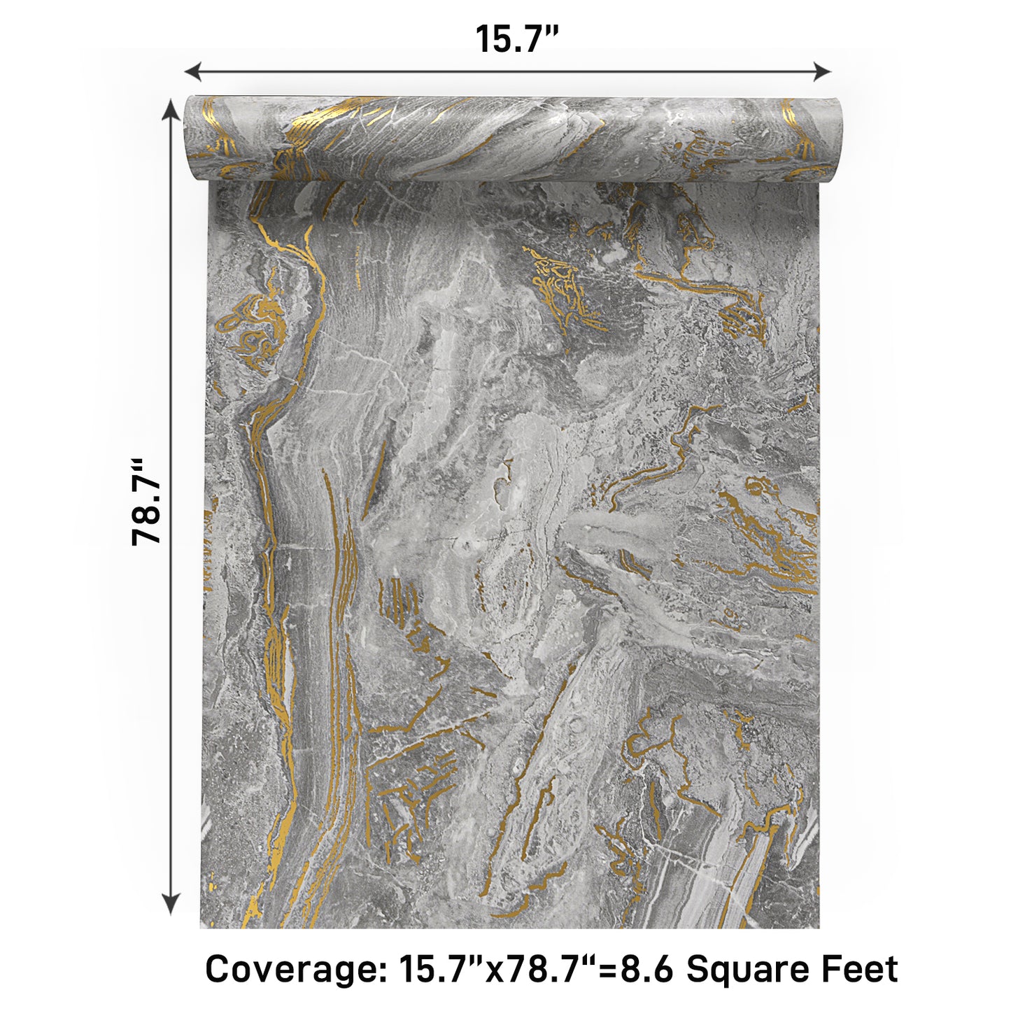 VaryPaper Matte Grey Gold Marble Contact Paper