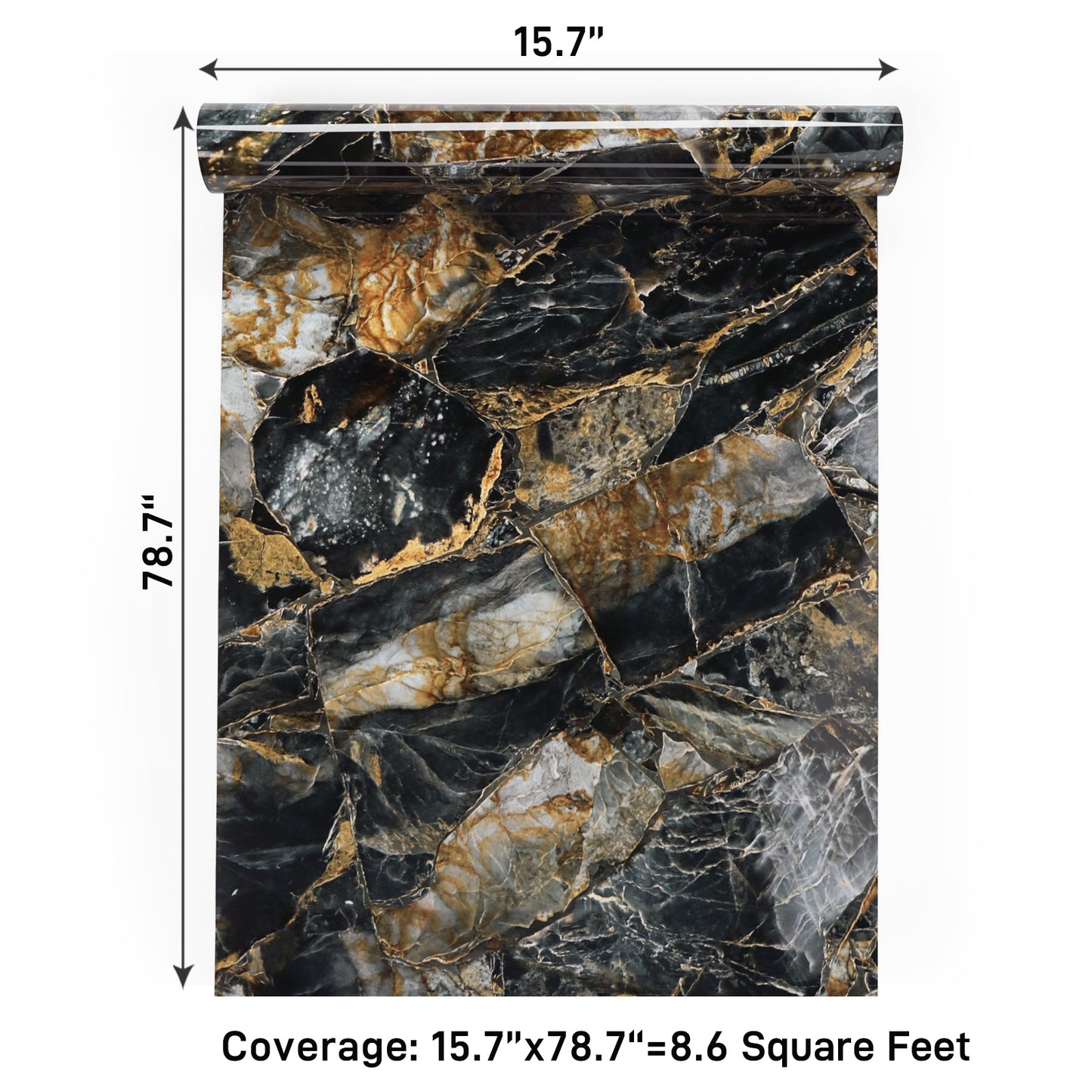 VaryPaper Black and Gold Marble Marble Contact Paper