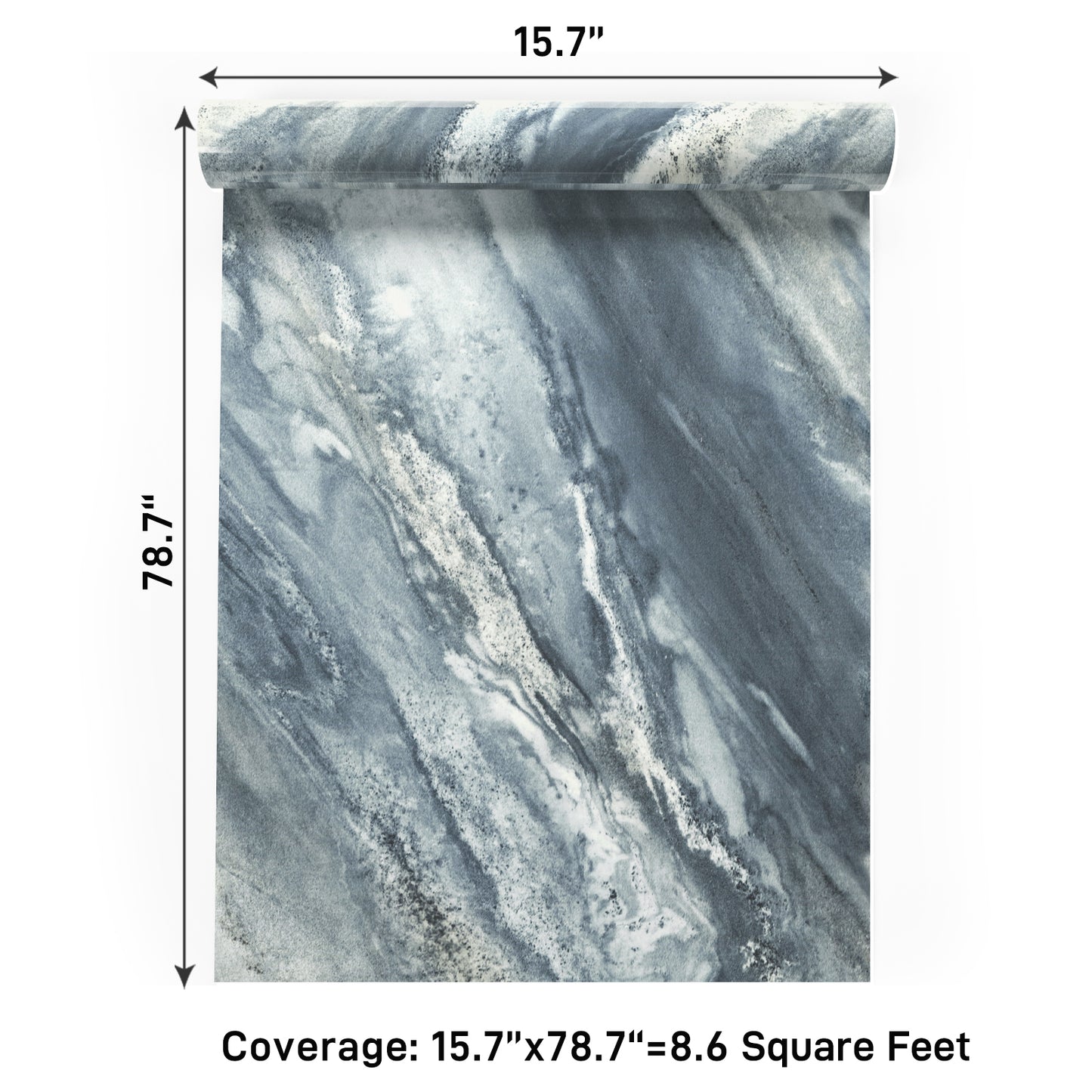 VaryPaper Glossy Blue Grey Marble Contact Paper