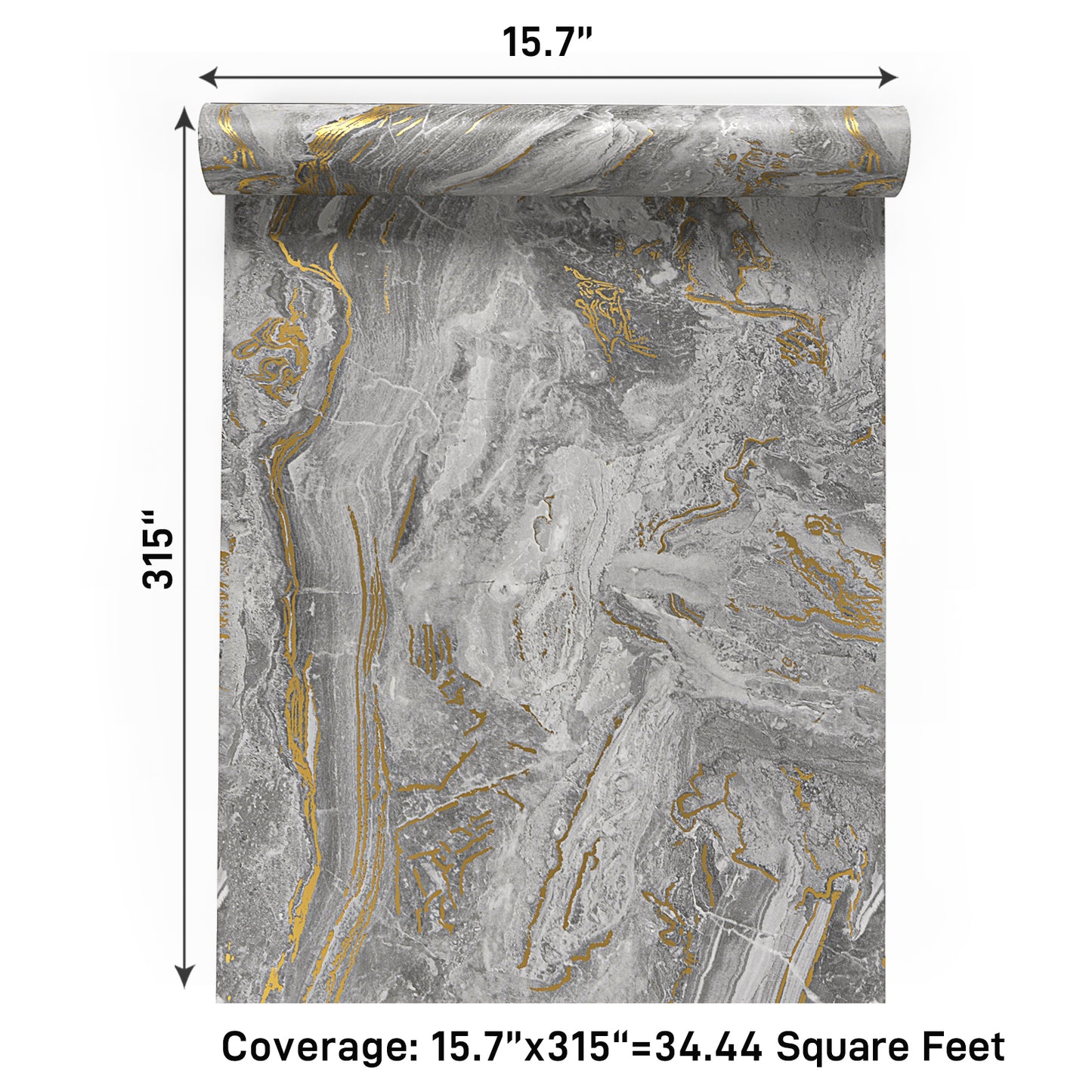 VaryPaper Matte Grey Gold Marble Contact Paper