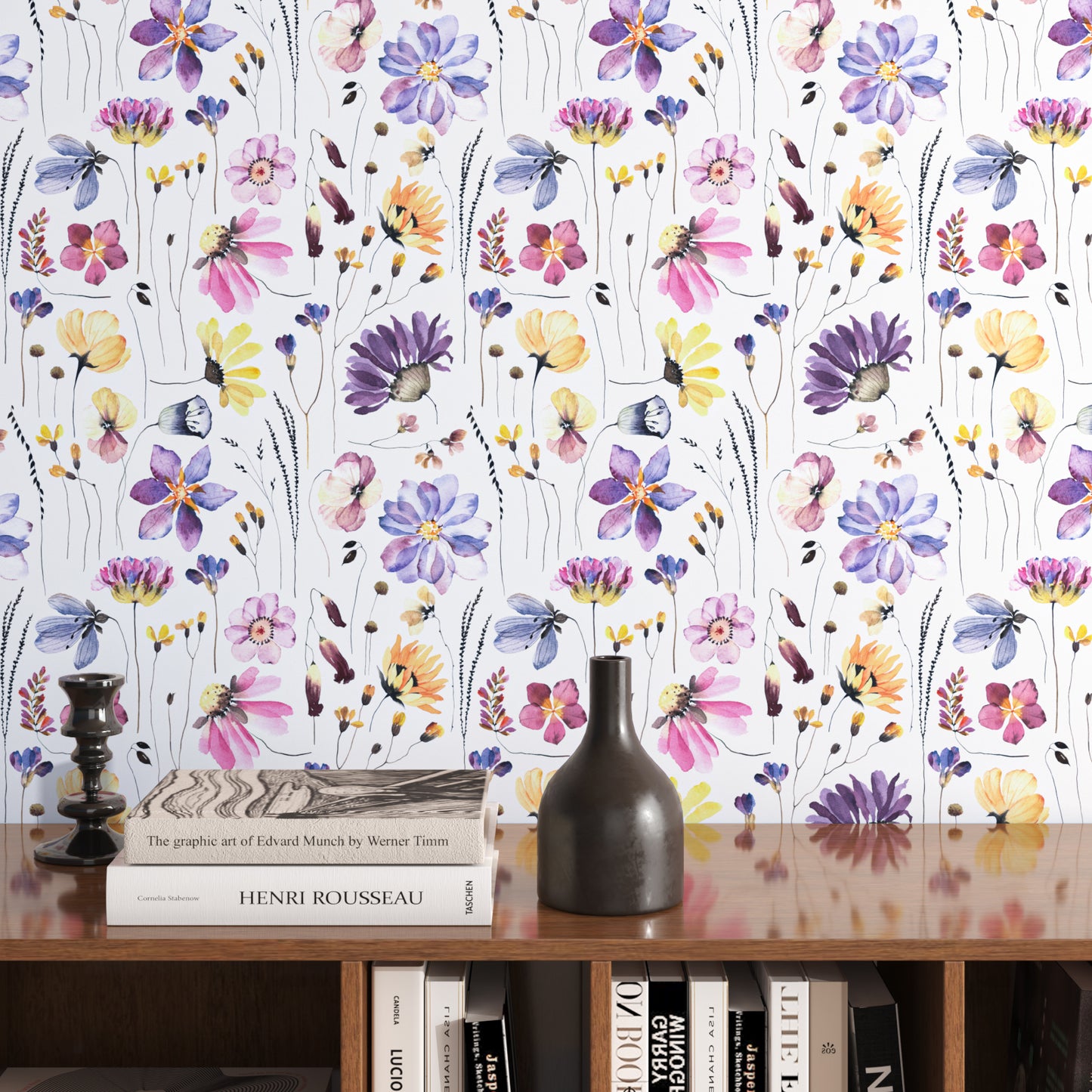 VaryPaper Watercolor Daisy Wildflower Peel and Stick Wallpaper