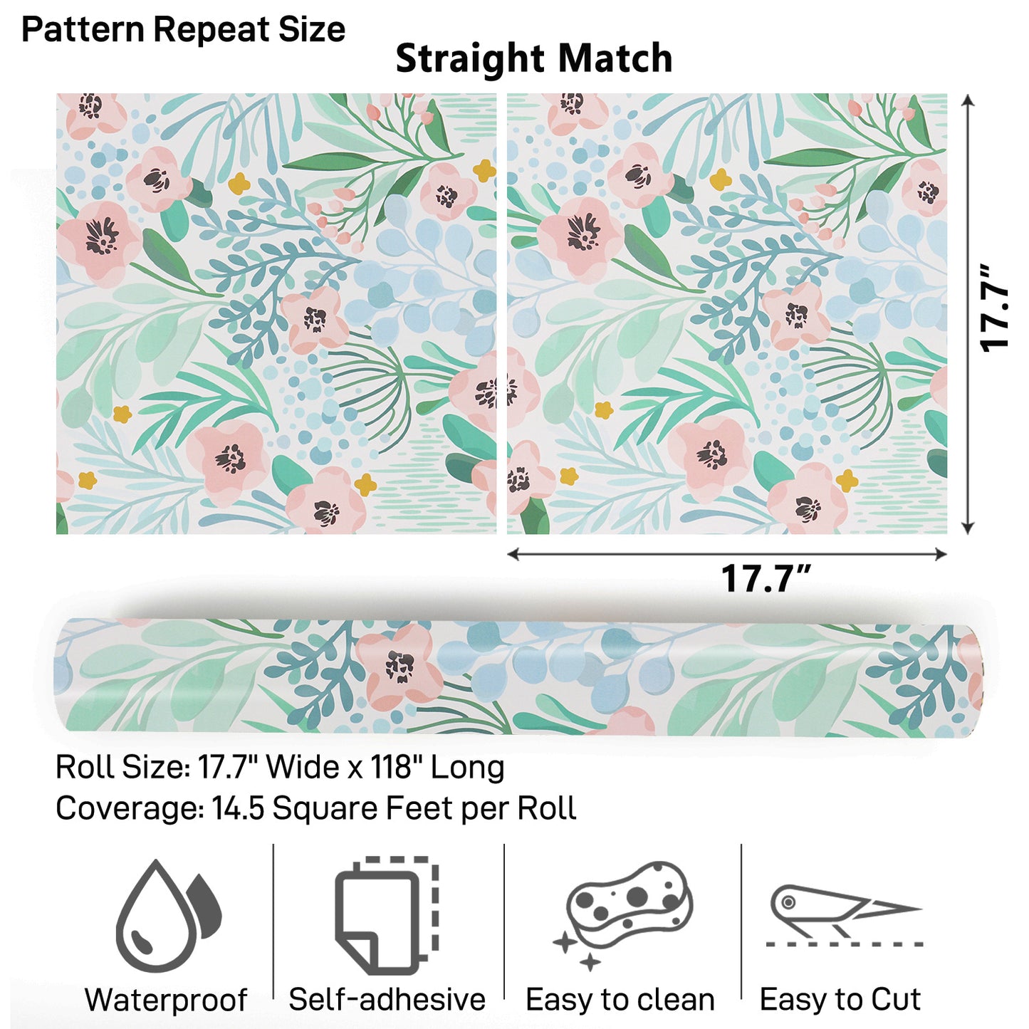 VaryPaper Pink Blue Green Floral Wallpaper