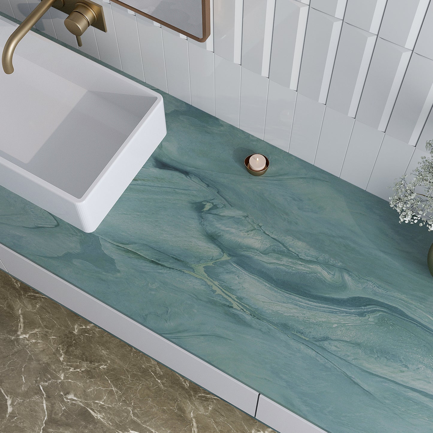 VaryPaper Teal Blue Marble Contact Paper