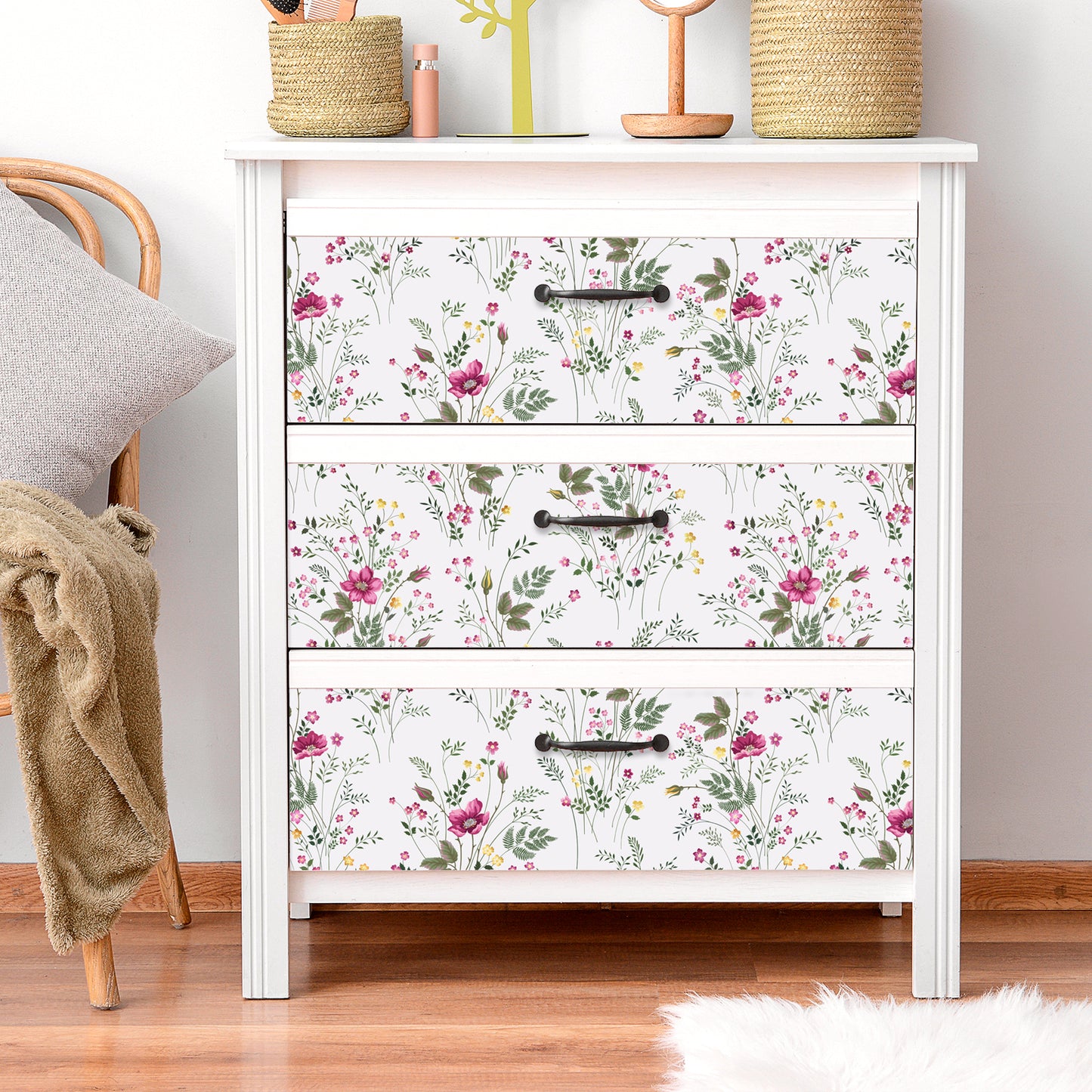 VaryPaper Pink Wildflower Floral Peel and Stick Wallpaper
