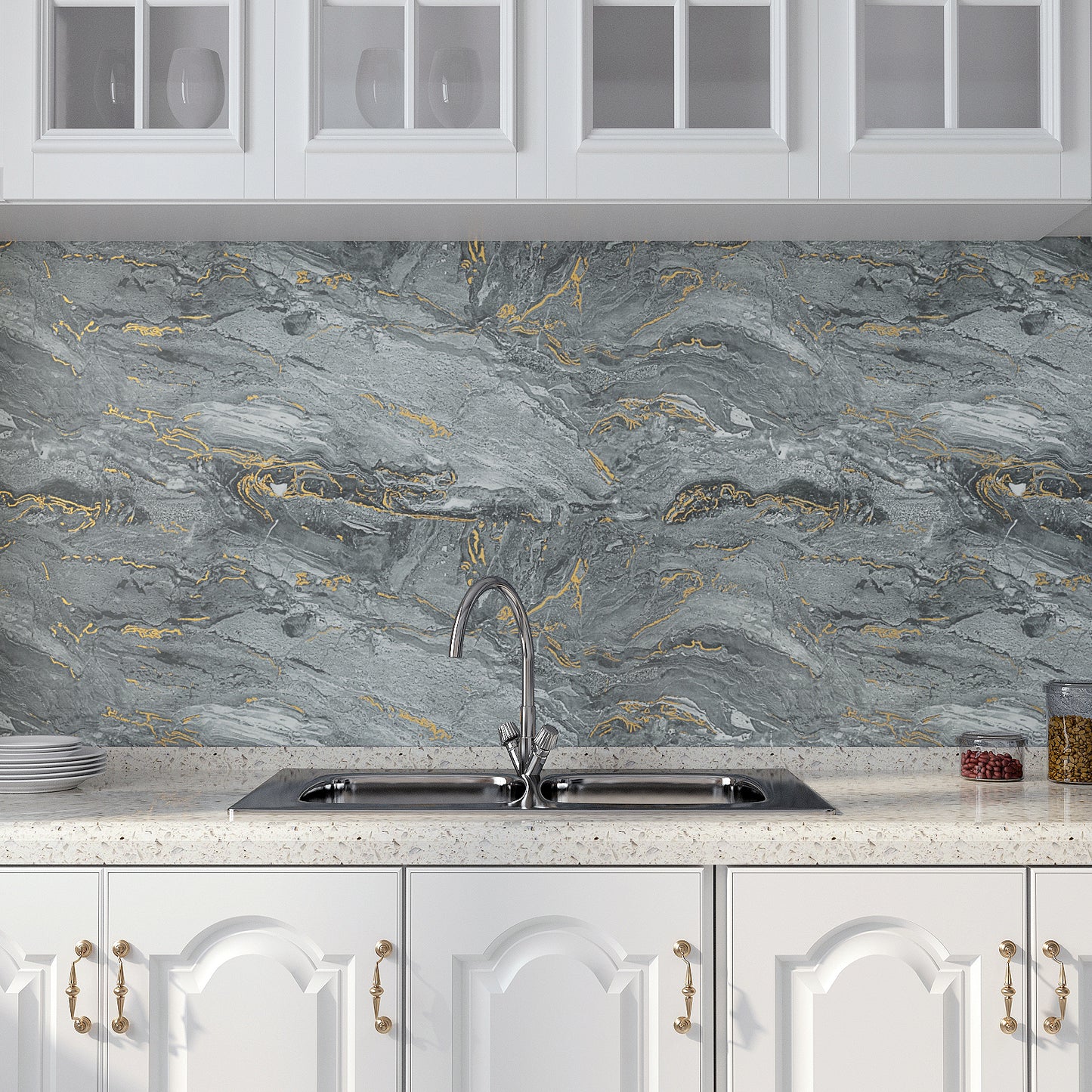 VaryPaper Matte Grey Marble Contact Paper